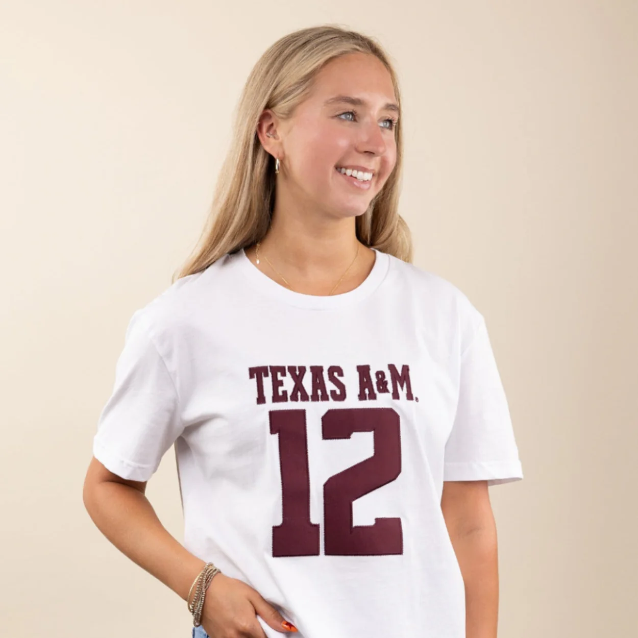 Collegiate Outfitters Texas A&M Fabric Letters White Jersey Tee - Image 2