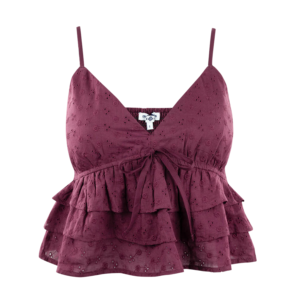 Collegiate Outfitters V-Neck Ruffle Top - Maroon