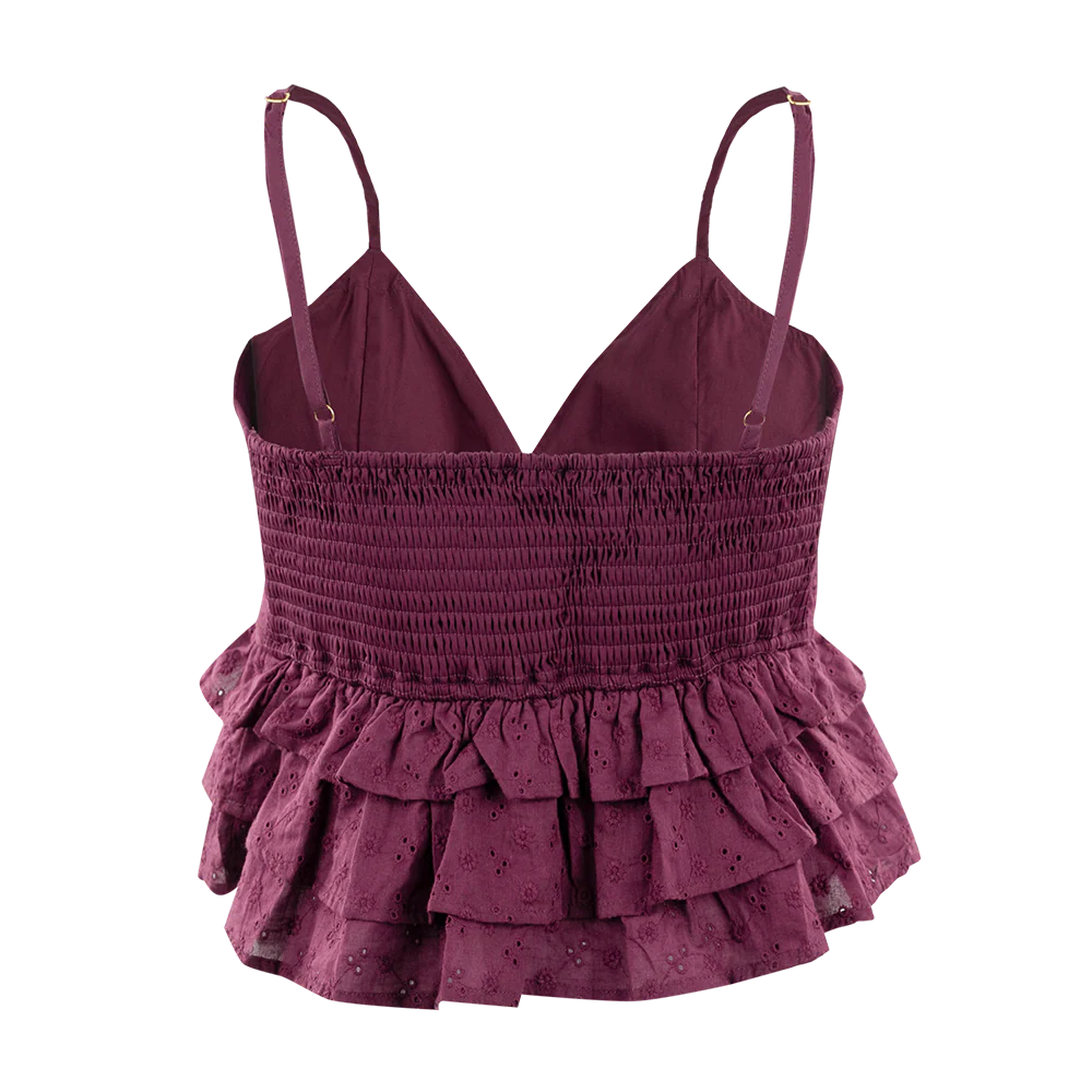 Collegiate Outfitters V-Neck Ruffle Top - Maroon - Image 3