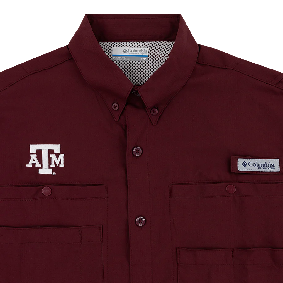 Texas A&M Columbia Tamiami Short Sleeve Maroon Fishing Shirt - Image 3
