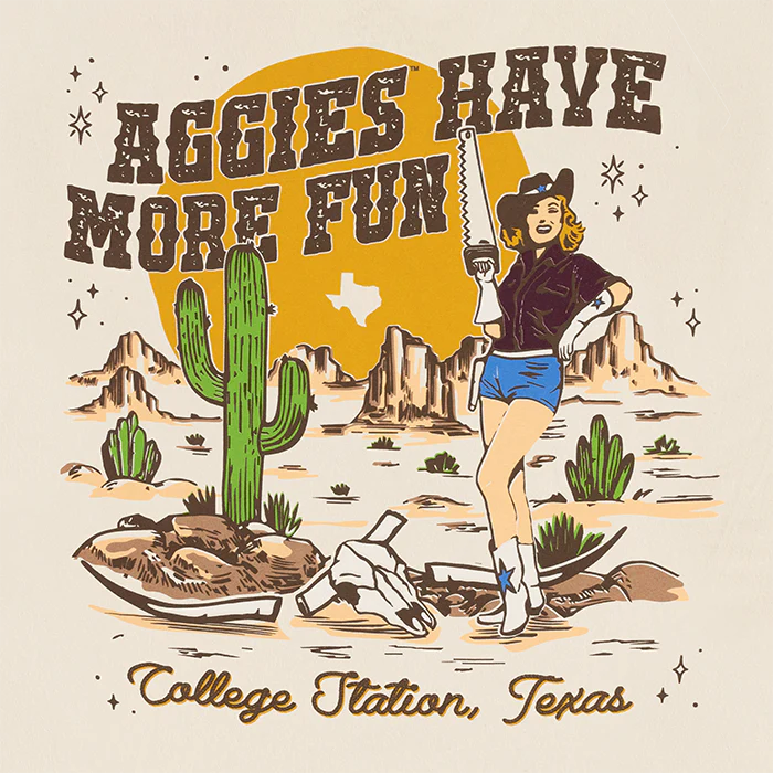Comfort Wash Aggies Have More Fun Cowgirl T-Shirt - Beige - Image 3