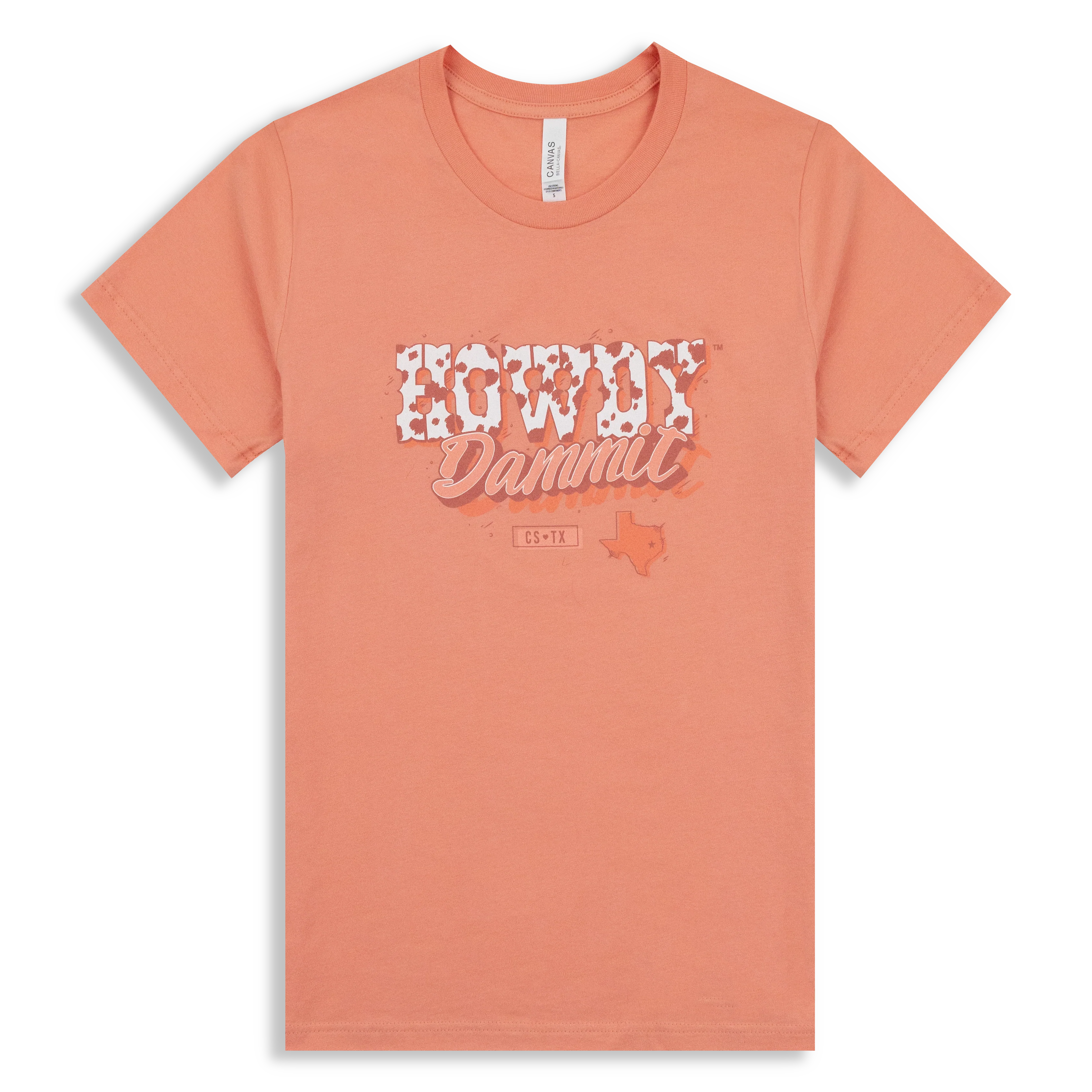 CSTX Cow Print Howdy Dammit Sunset Orange T-Shirt