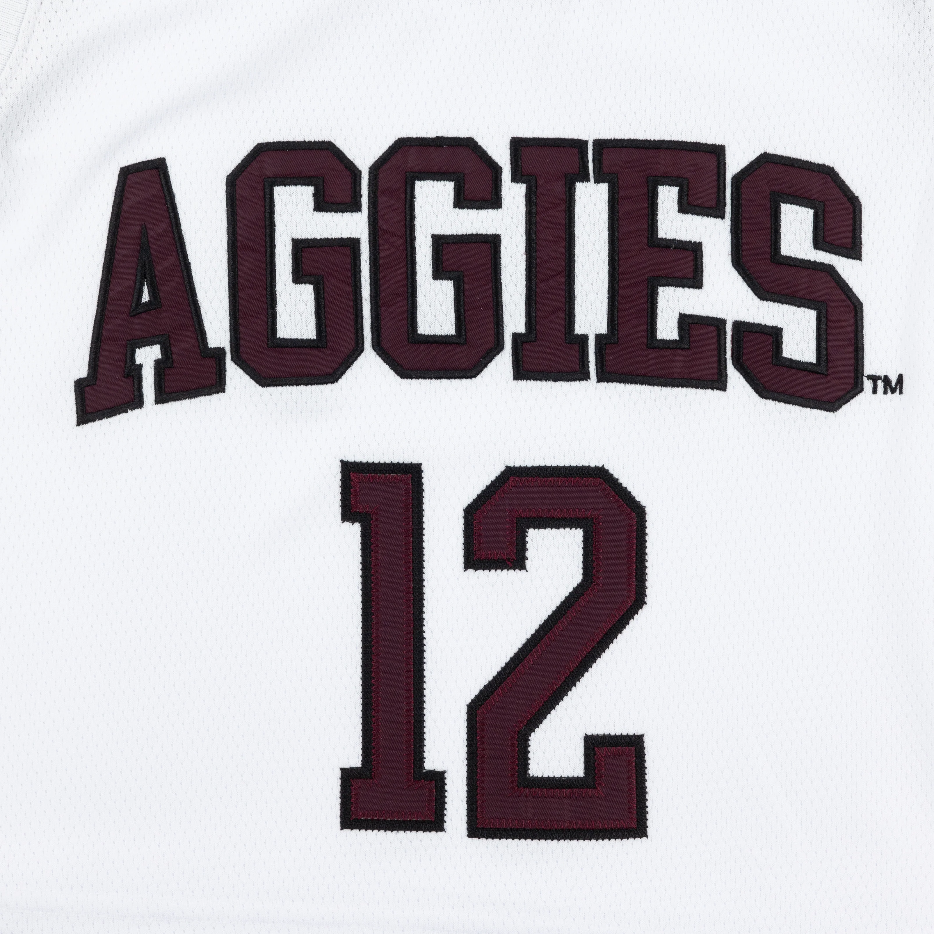 Aggies Hype & Vice White Cropped Basketball Jersey - Image 3