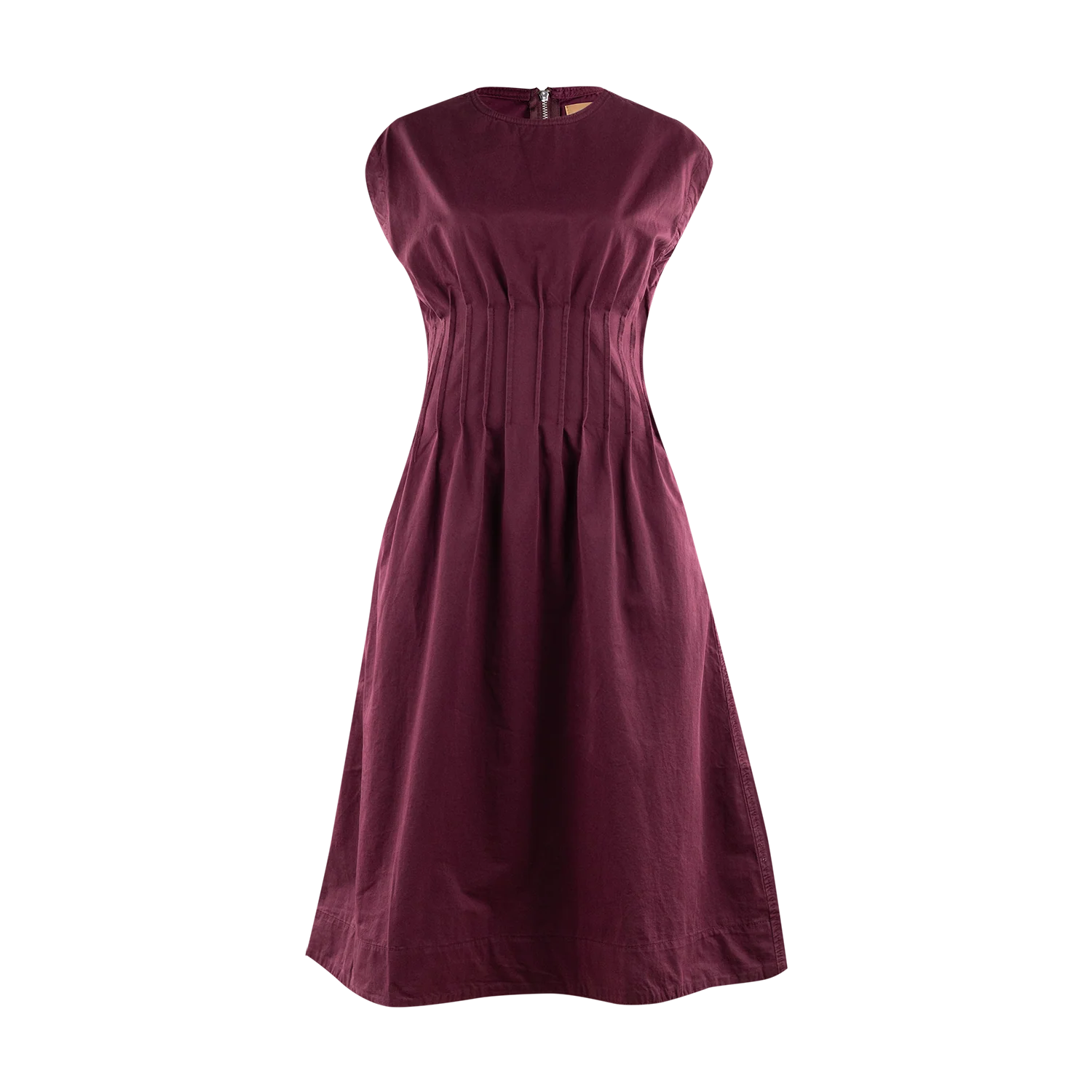 Curds & Whey Pleated Denim Dress - Maroon