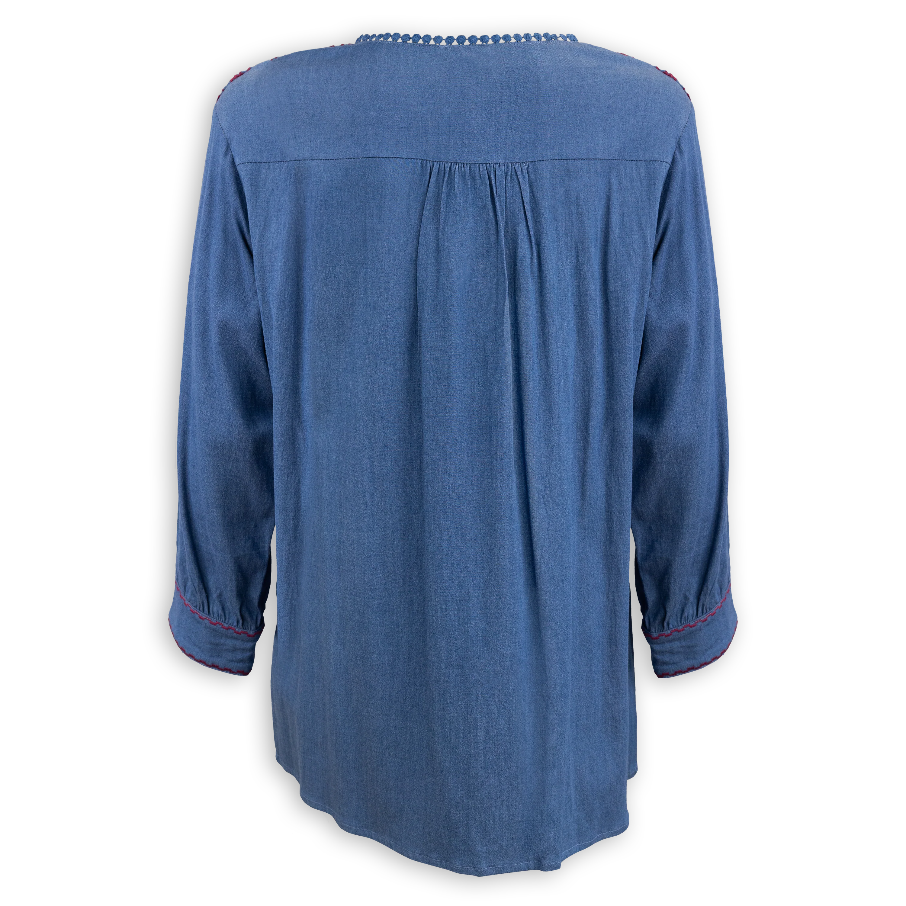 Denim Maroon Quarter Sleeve Top - Image 4