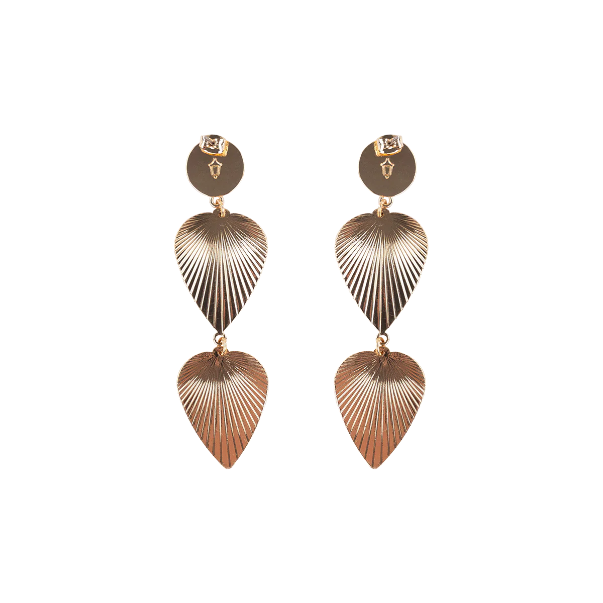 Texas A&M Emerson Street Stacked Fan Heart Gold Earrings - Image 3