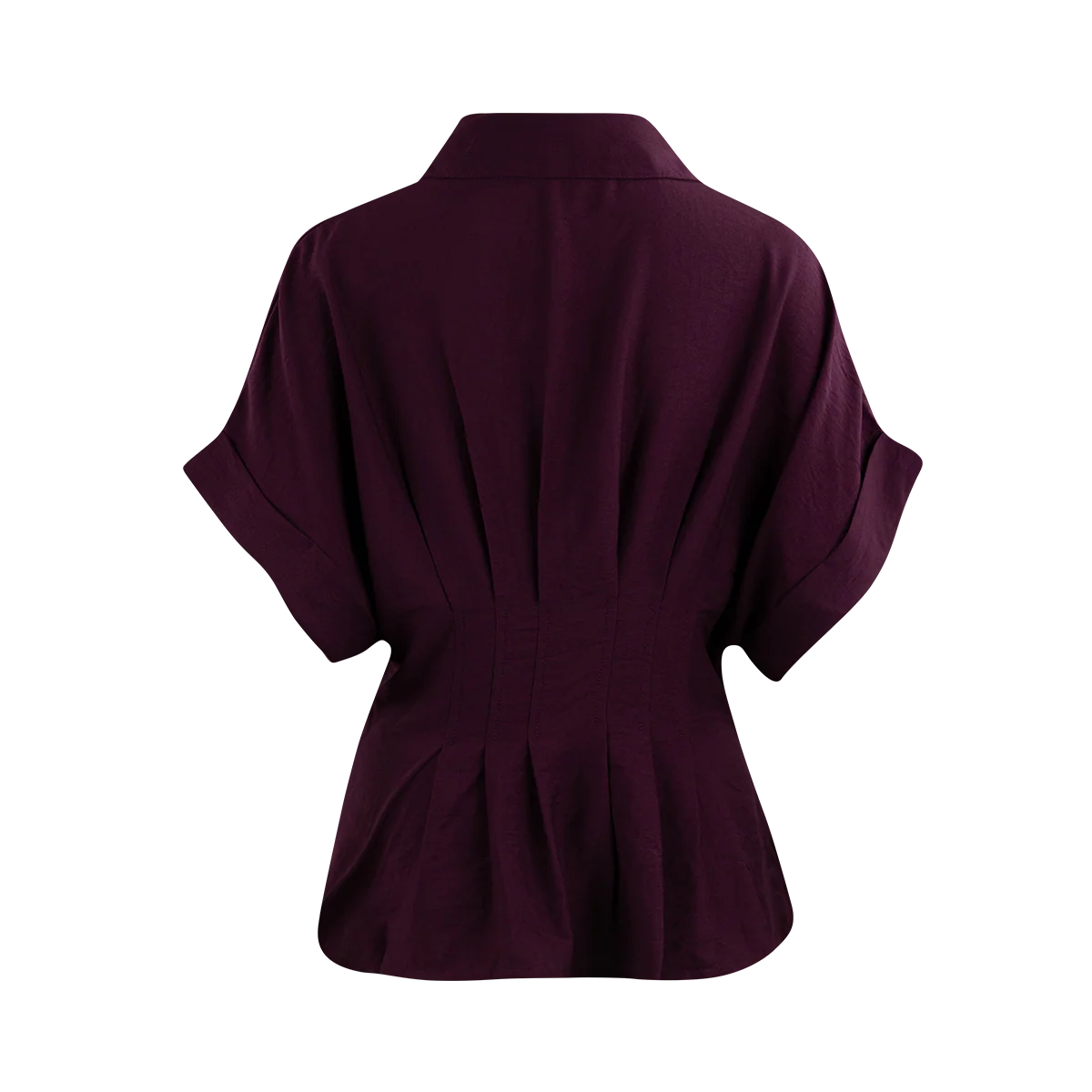 ENTRO Cinched Button Down Top - Maroon - Image 2