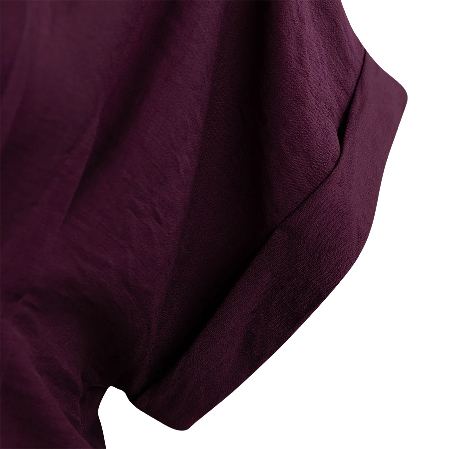 ENTRO Cinched Button Down Top - Maroon - Image 3
