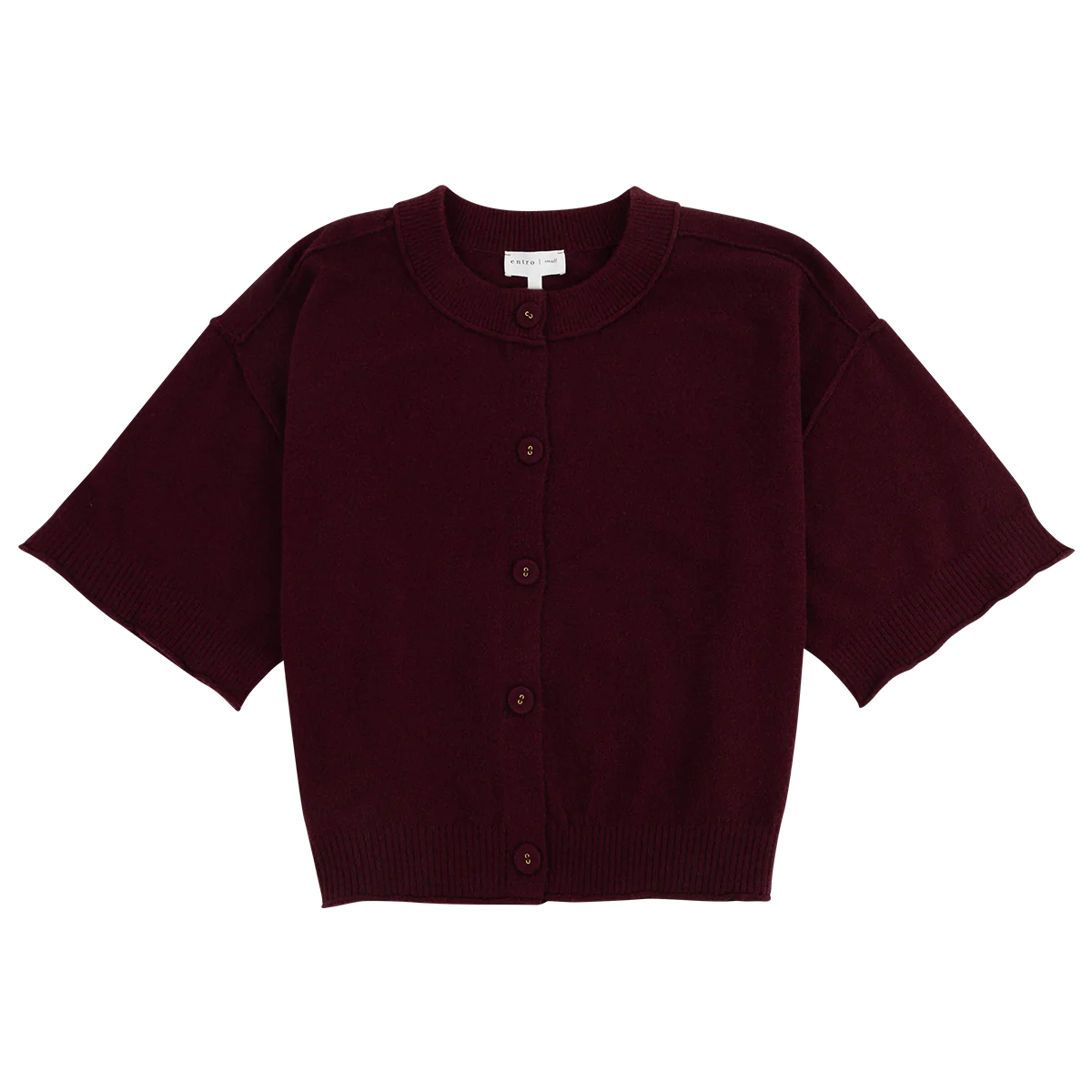 ENTRO Knit Button Down Top - Maroon
