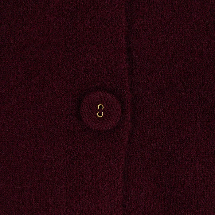 ENTRO Knit Button Down Top - Maroon - Image 3