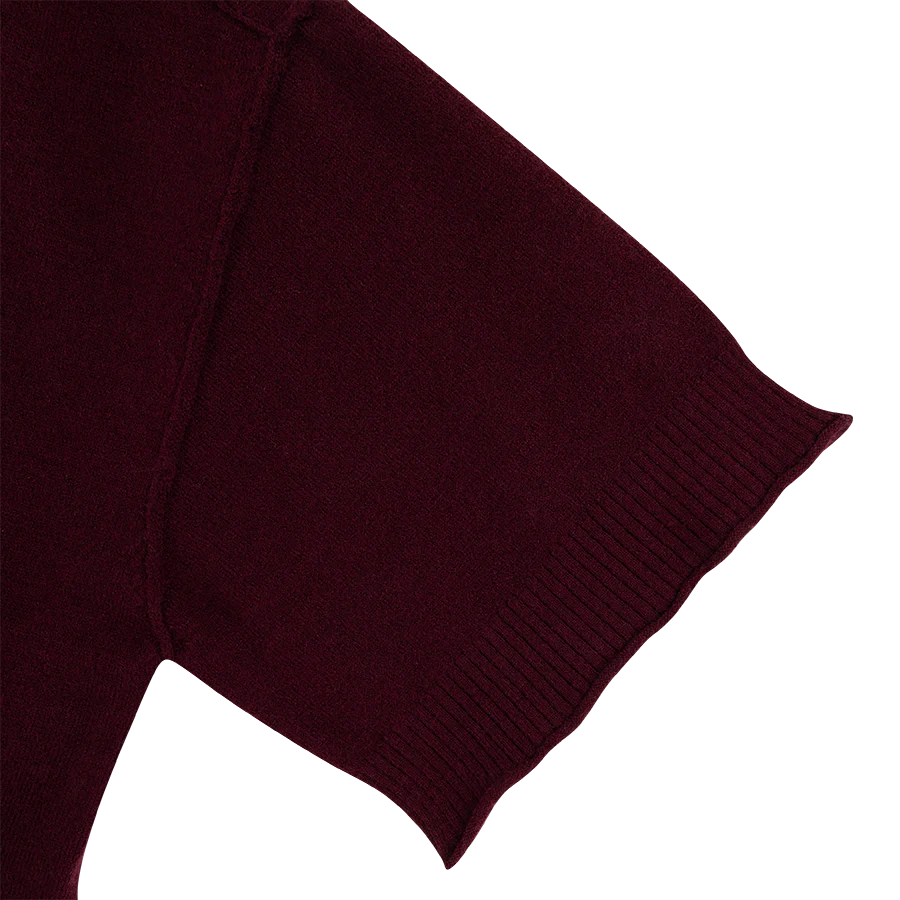 ENTRO Knit Button Down Top - Maroon - Image 4