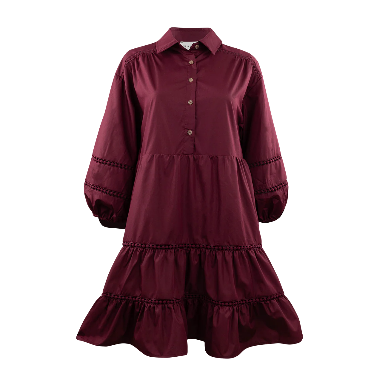 ENTRO Long Sleeve Button Down Tiered Dress