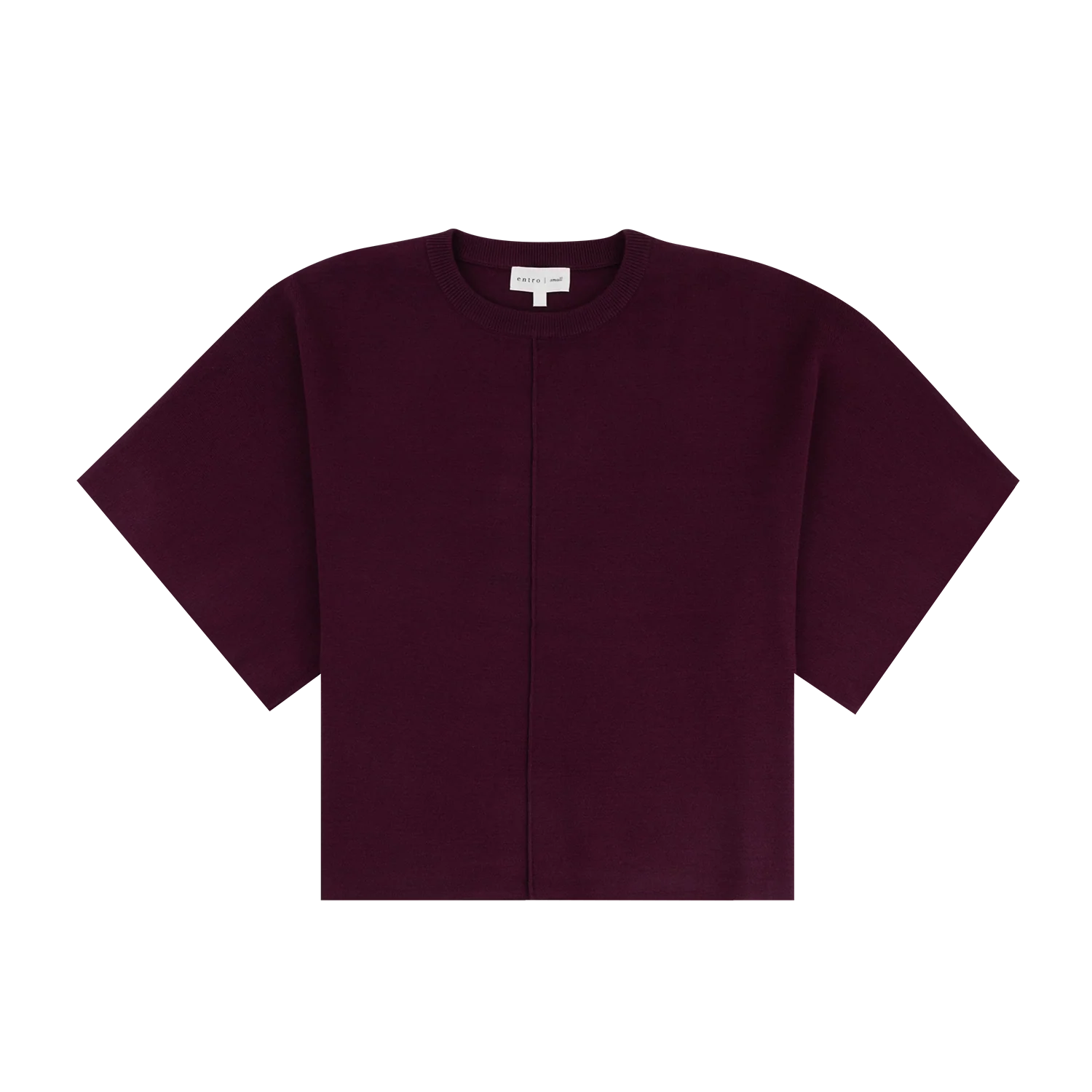 ENTRO Round Neck Short Sleeve Knit Top - Maroon
