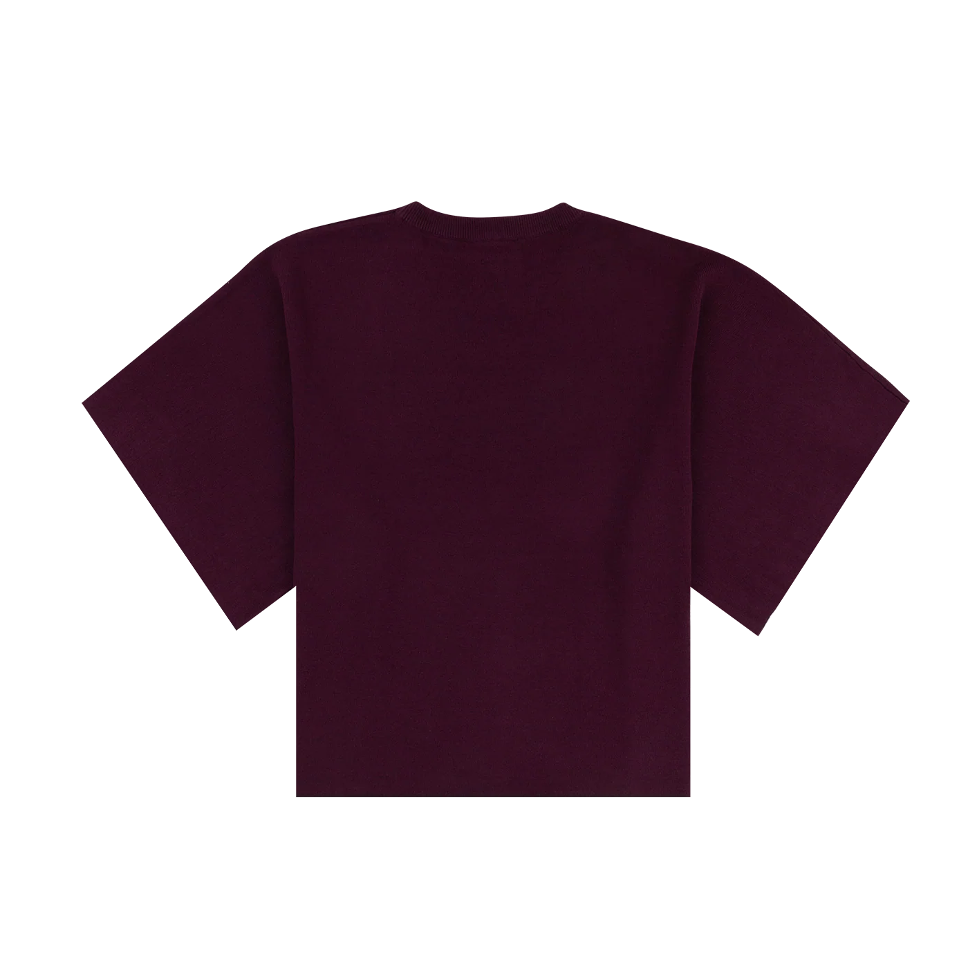 ENTRO Round Neck Short Sleeve Knit Top - Maroon - Image 2