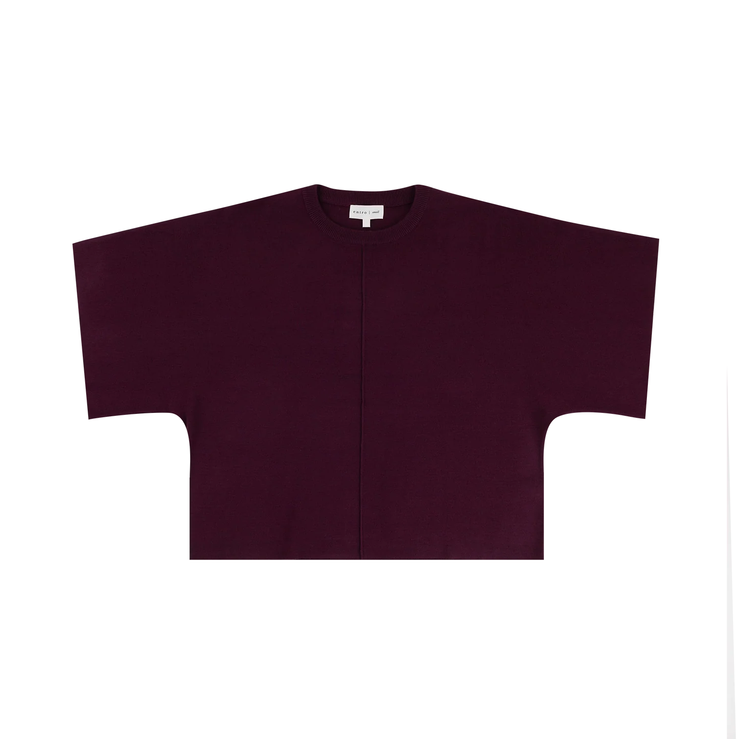 ENTRO Round Neck Short Sleeve Knit Top - Maroon - Image 4