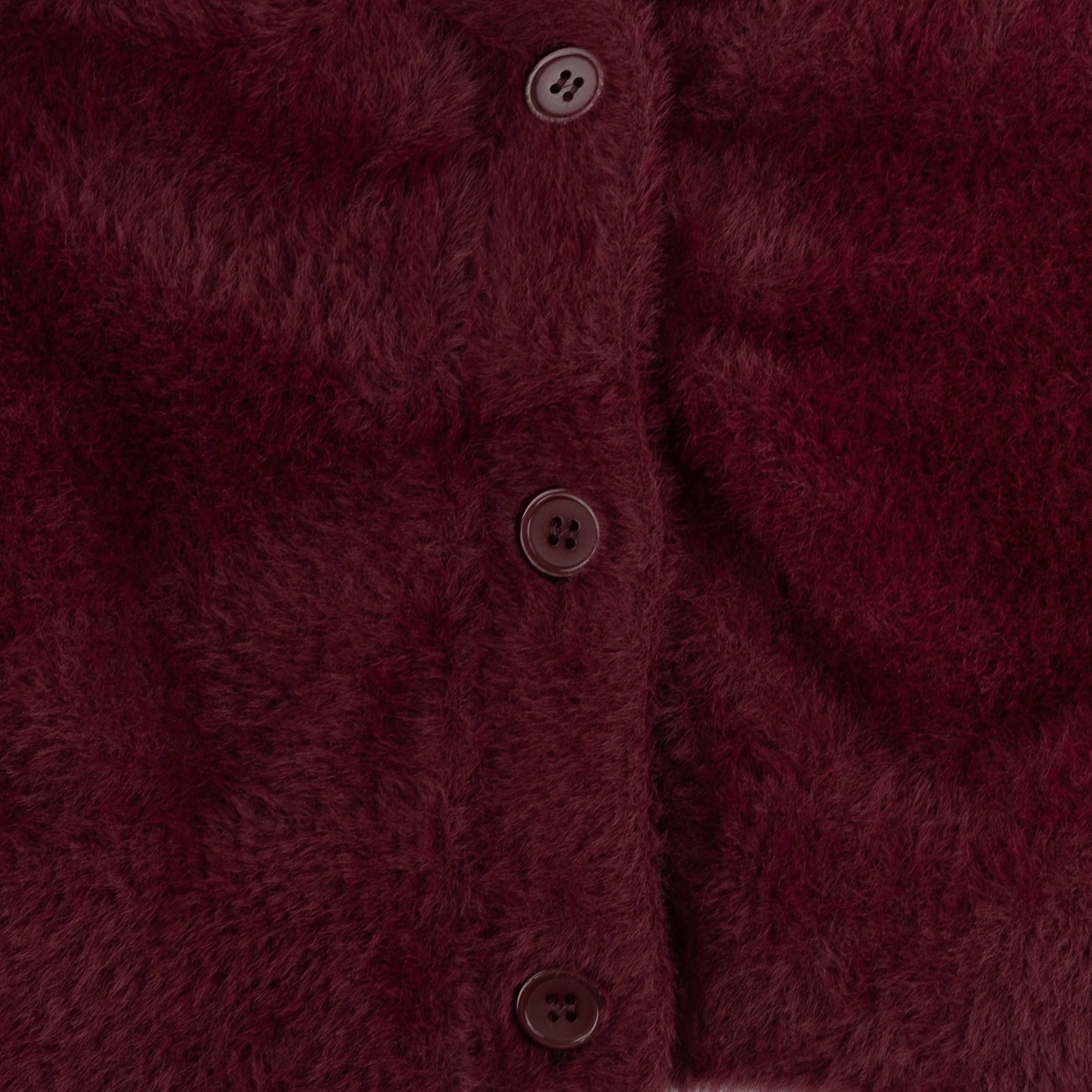 Maroon Fuzzy Cropped Cardigan - Image 2
