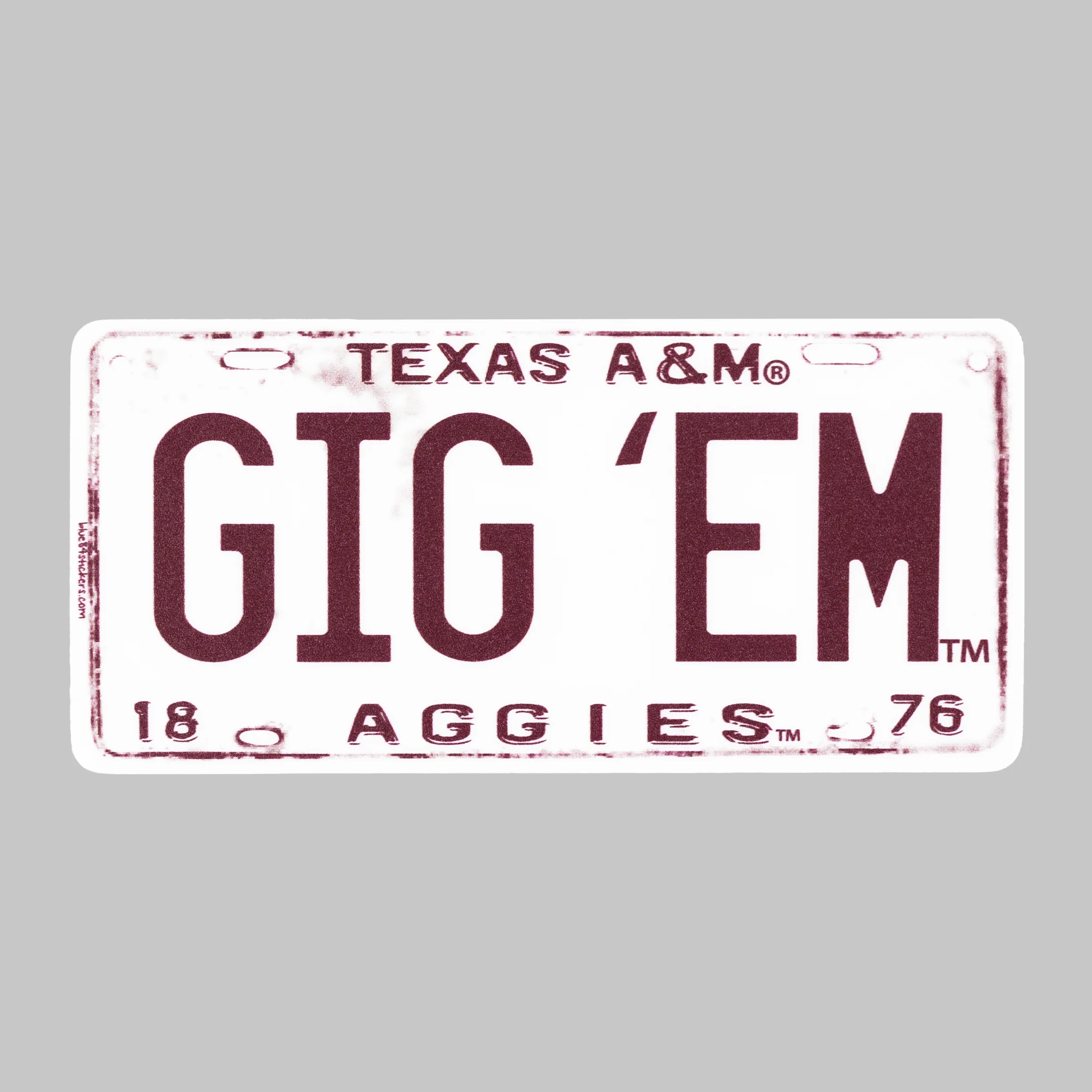 Texas A&M Gig 'Em License Plate Sticker