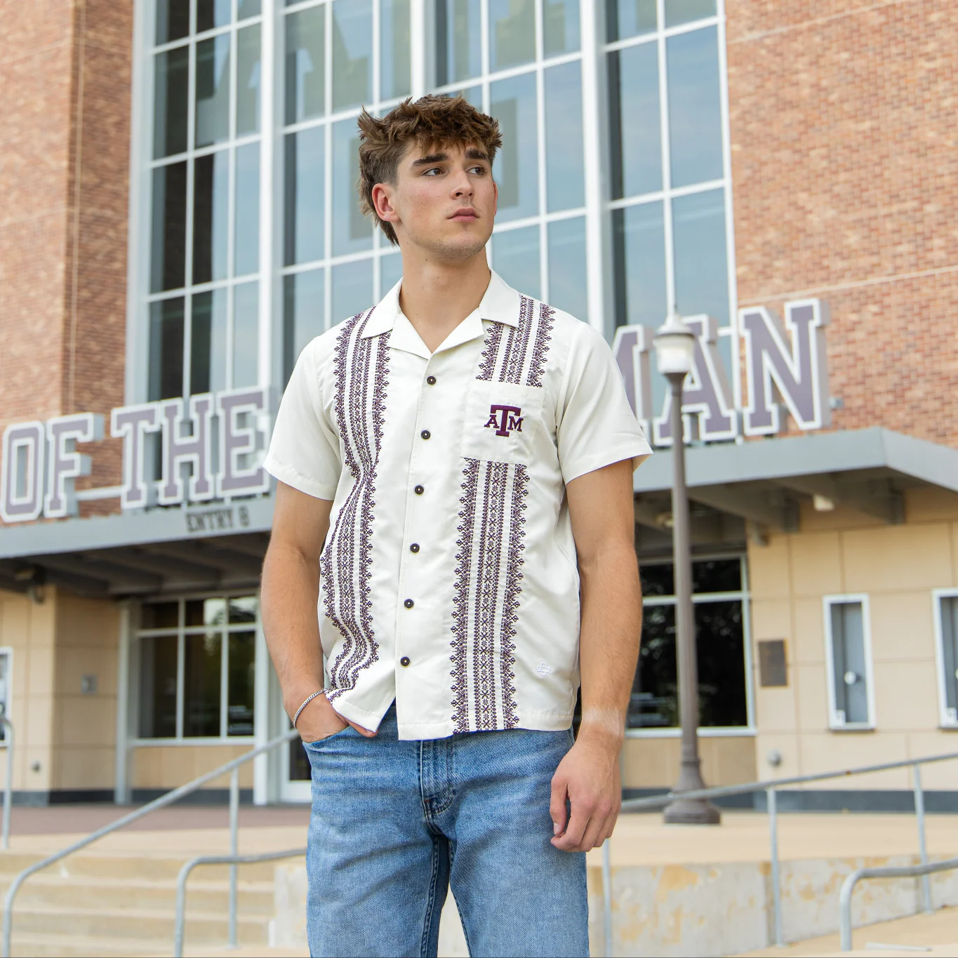 Texas A&M Collegiate Outfitters Guaybera Embroidered Button Down - Image 2