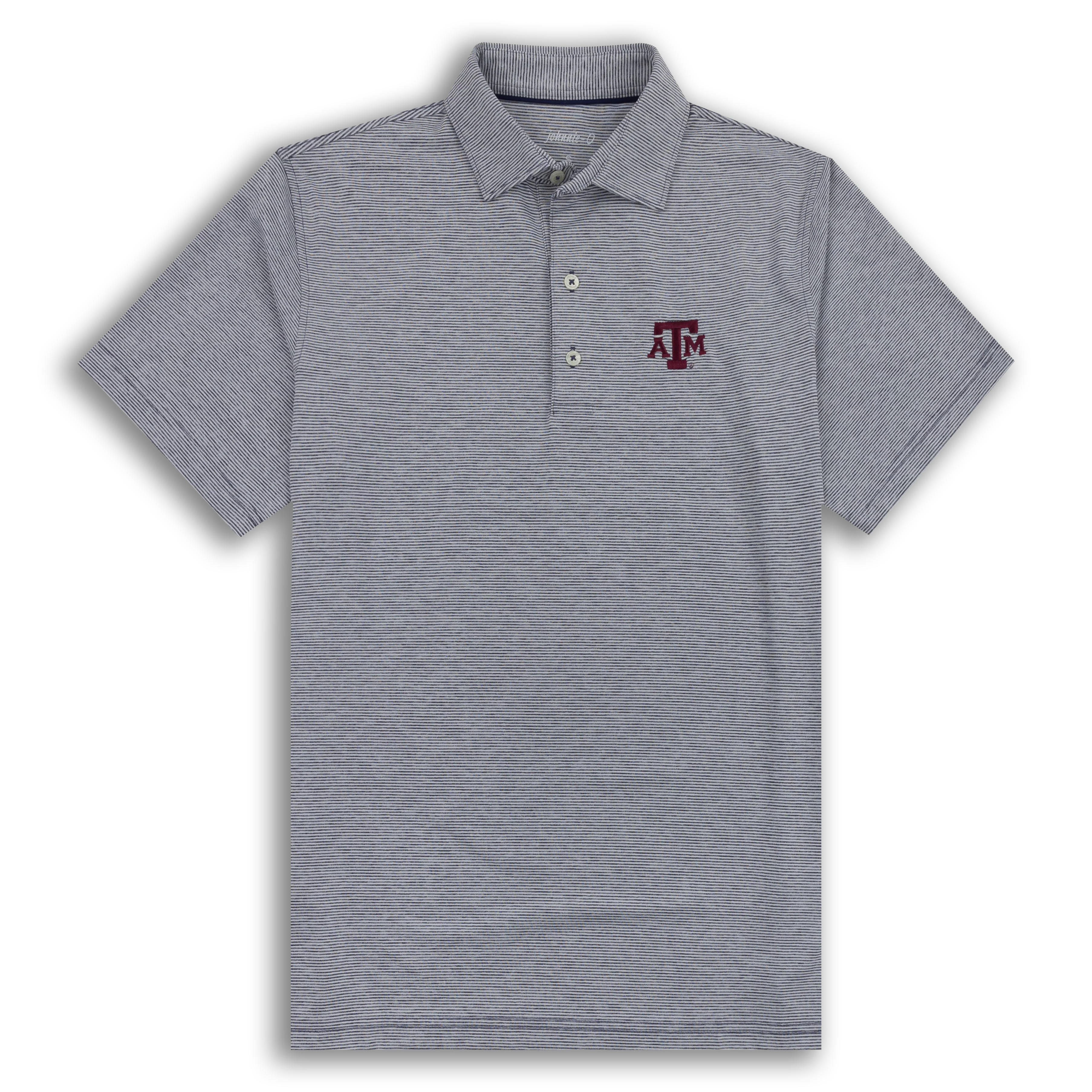 Texas A&M Johnnie-O Lyndon Gray Stripe Performance Polo
