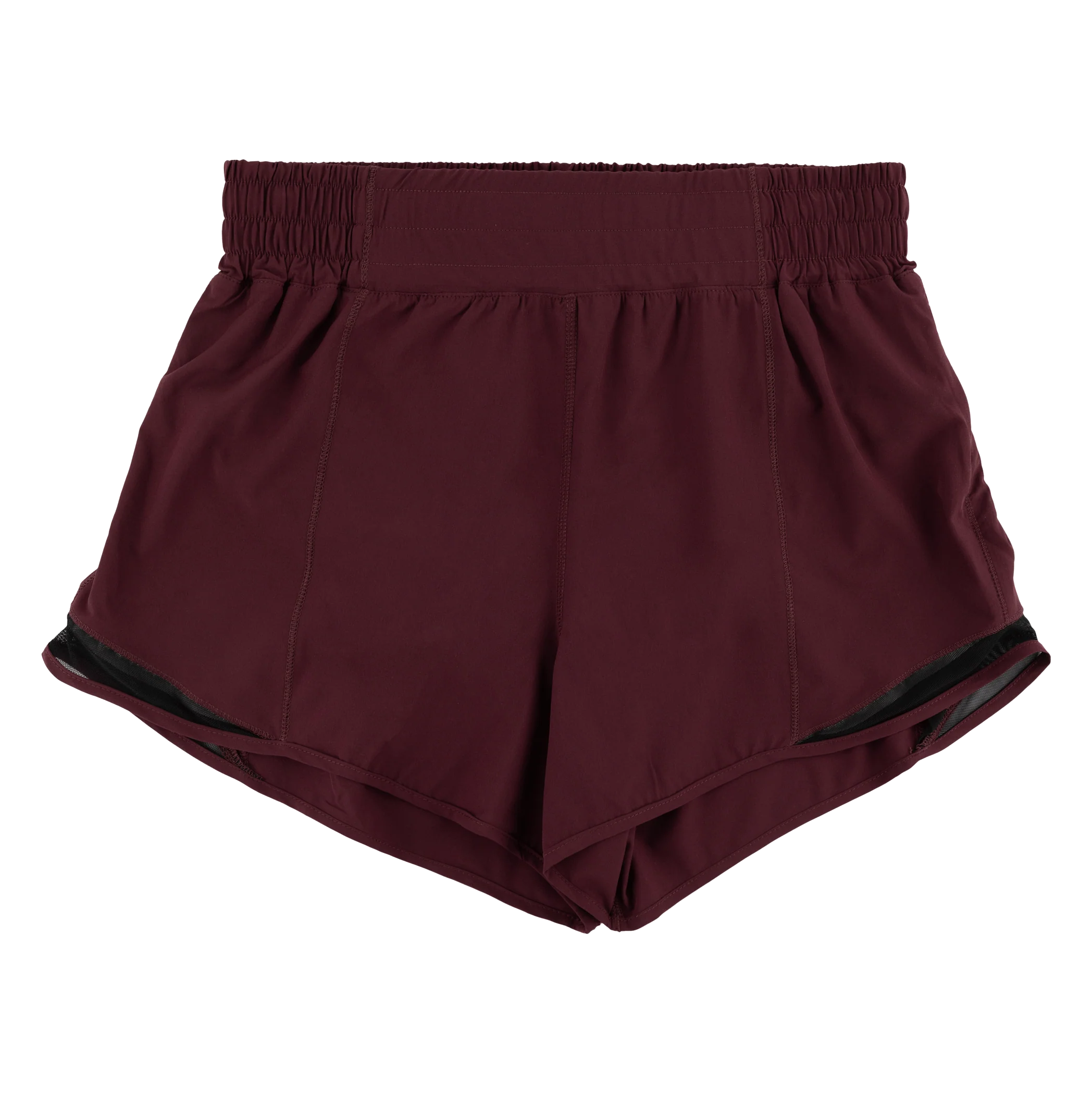 Maroon Athletic Mesh Detail Shorts