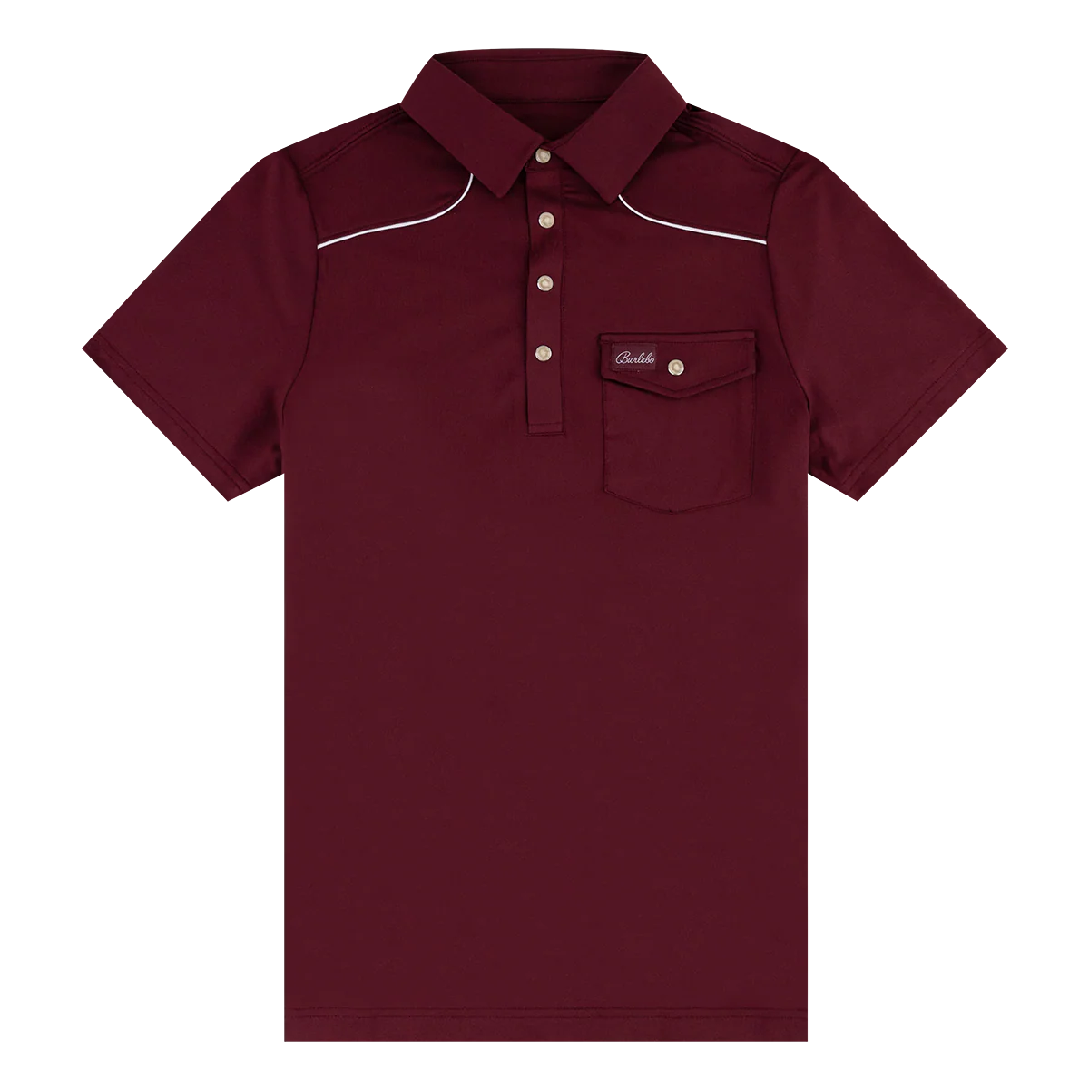 Maroon Burlebo Pearl Snap Performance Polo