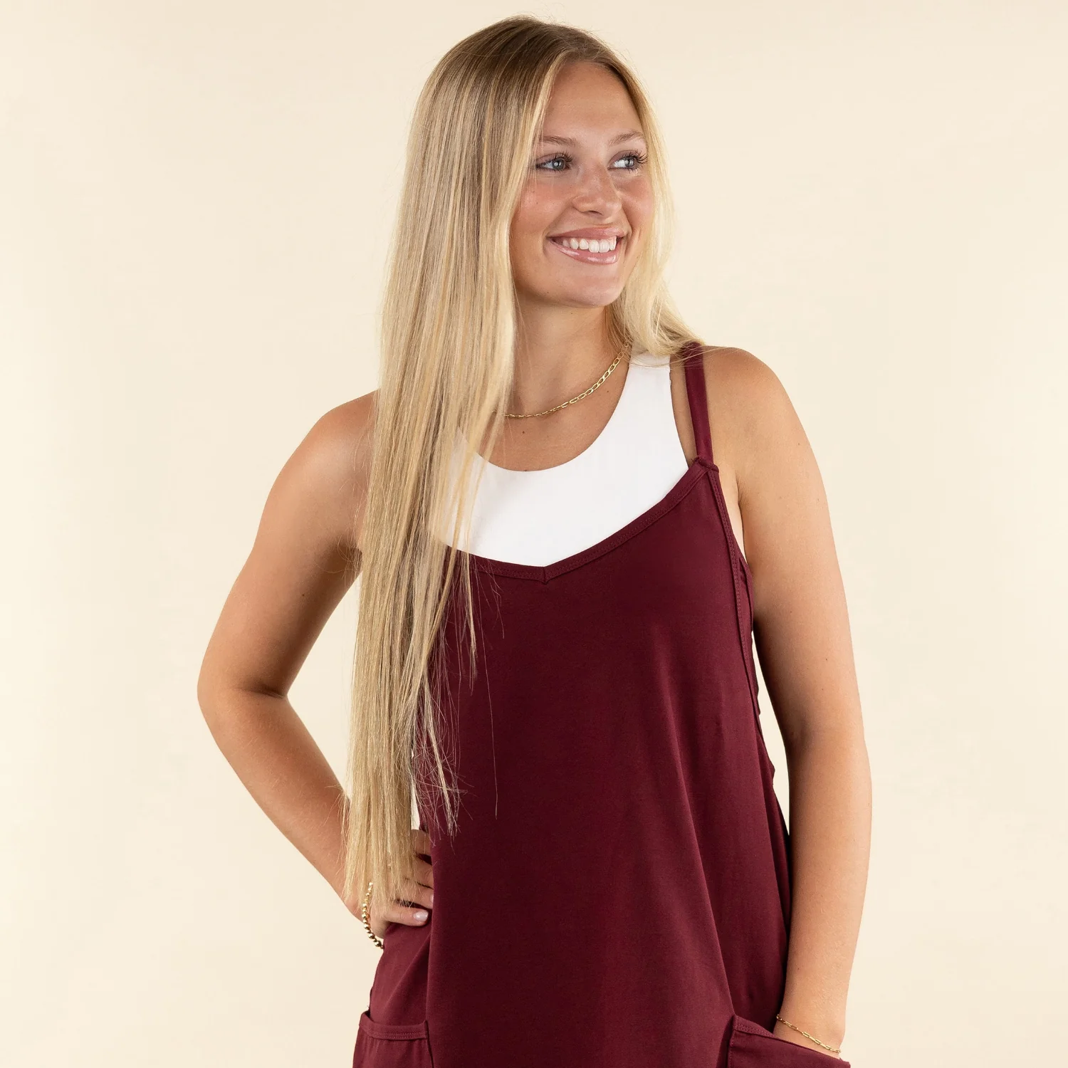 Maroon Collegiate Outfitters Front Pocket Tank Dress - Image 2