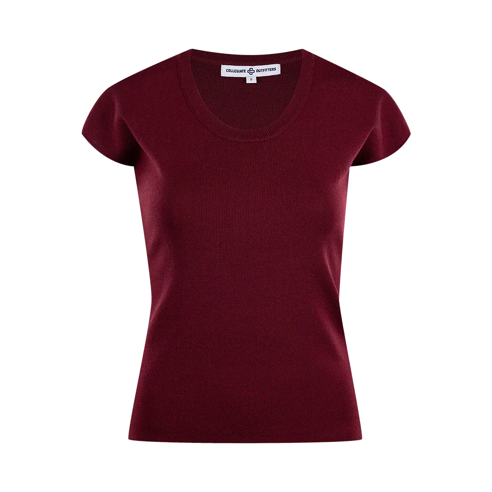 Maroon Collegiate Outfitters Knit Short Sleeve Top
