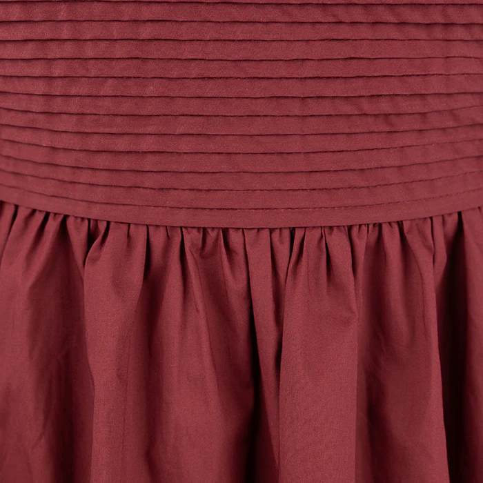 Maroon Pleated Bow Dress - Image 2