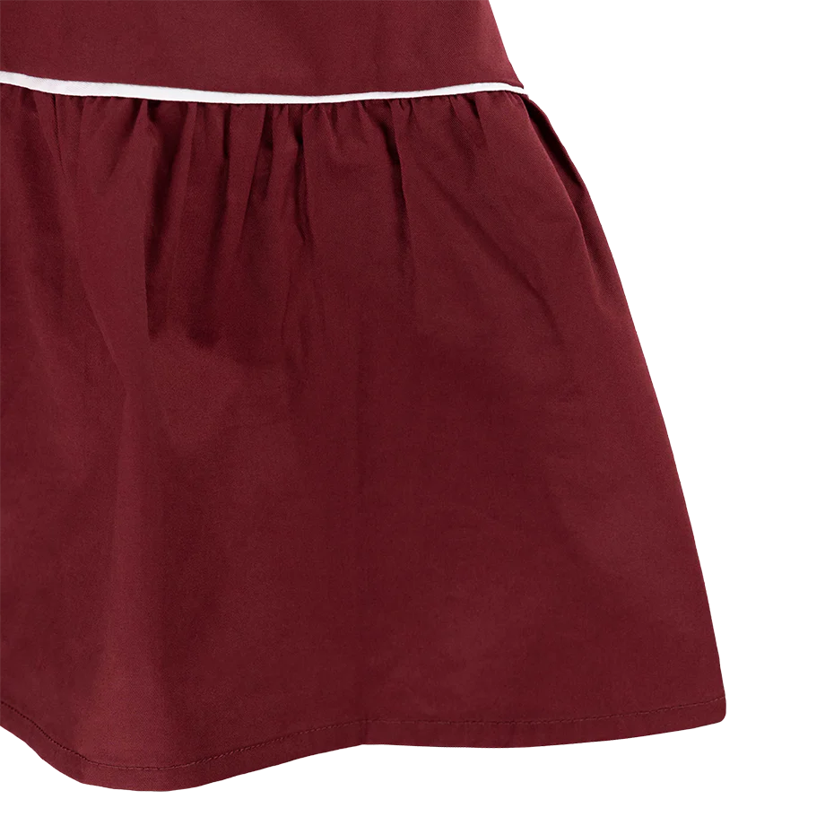 Maroon Pleated Dress with White Ties - Image 5