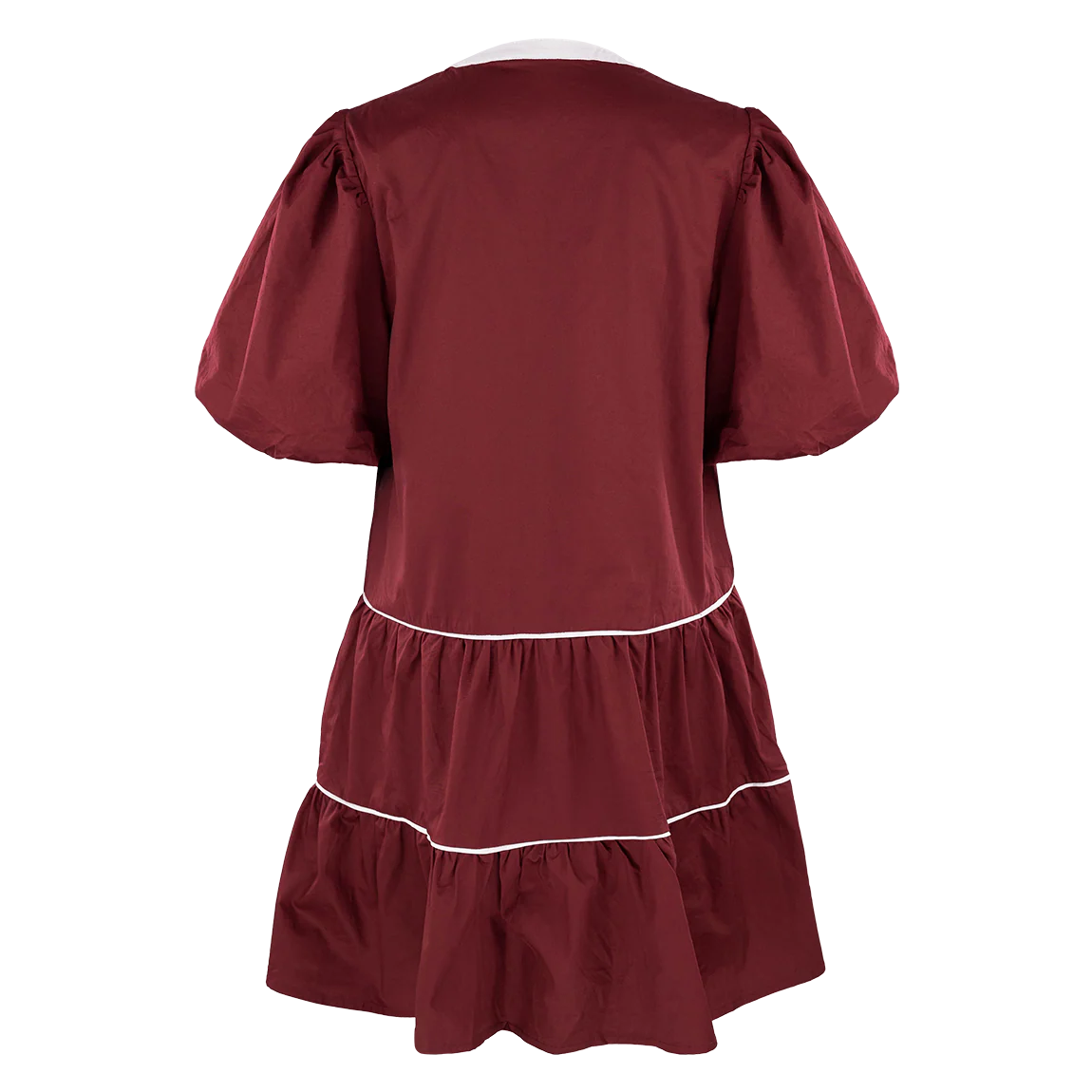 Maroon Pleated Dress with White Ties - Image 7