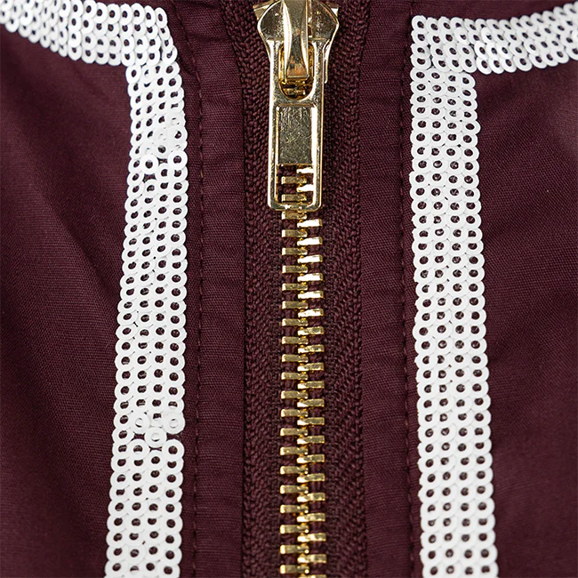 Queen of Sparkles Reveille Maroon Bow Striped Romper - Image 7