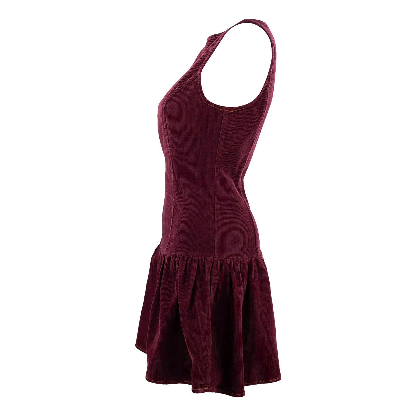 Maroon Straight Line Drop Waist Dress - Image 3