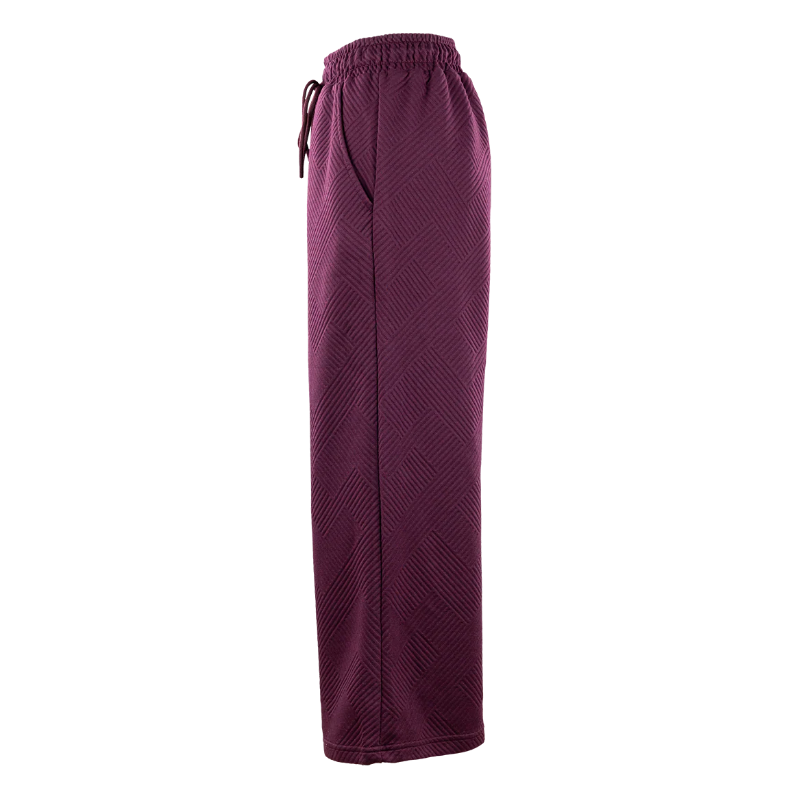 Maroon Textured Soft Cropped Wide Pants - Image 4