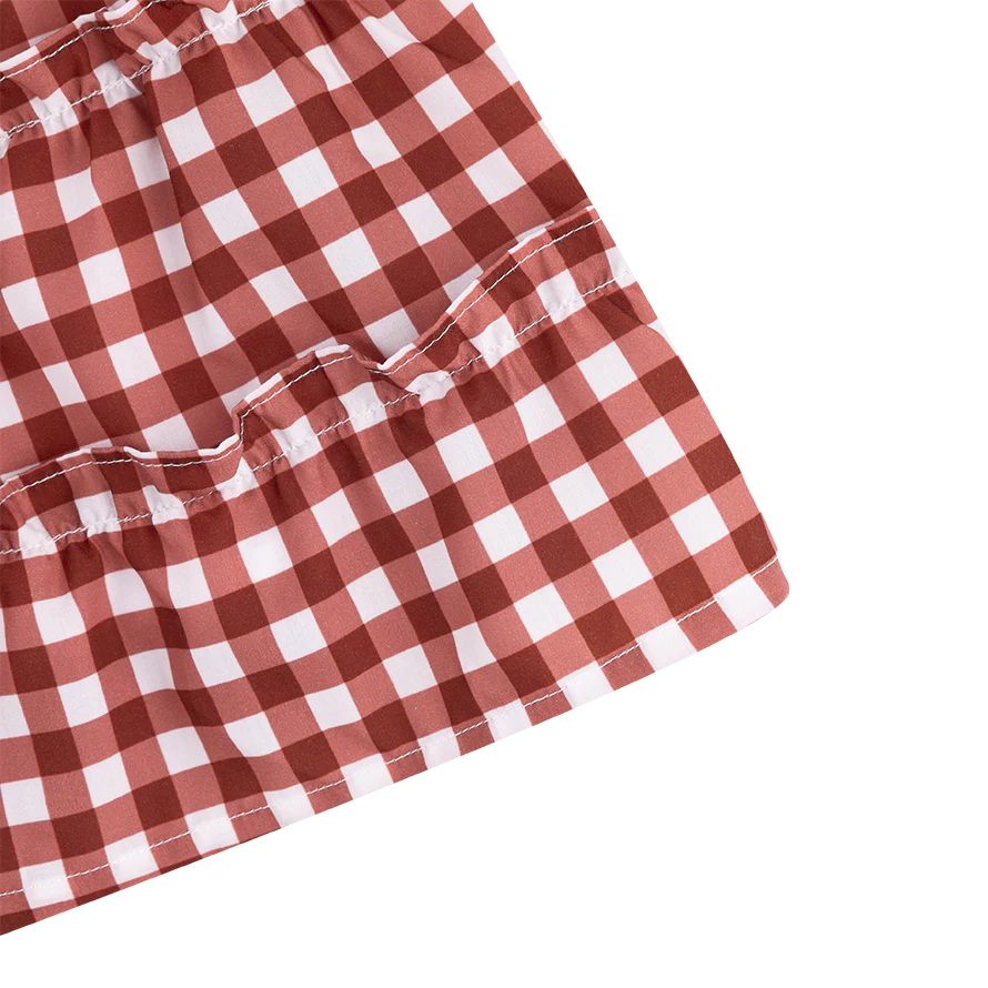 Maroon Toddler Smocked Checkered Dress - Image 3