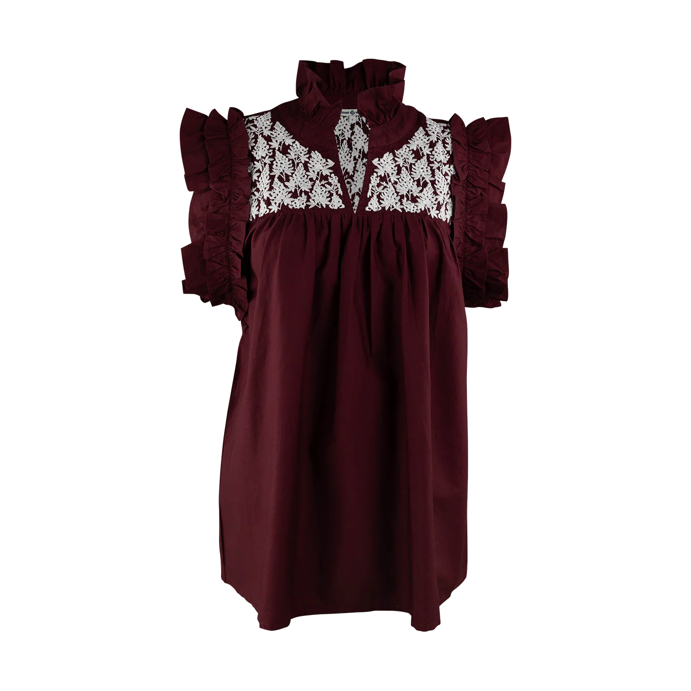 Collegiate Outfitters V-Neck Blouse with Embroidered Bluebonnets - Maroon