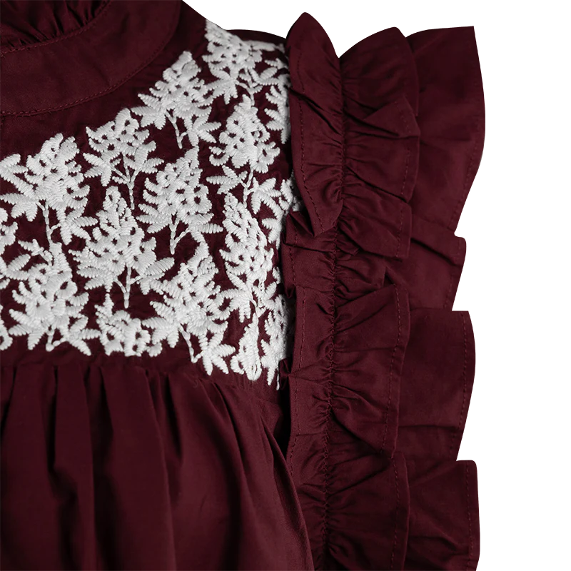 Collegiate Outfitters V-Neck Blouse with Embroidered Bluebonnets - Maroon - Image 3