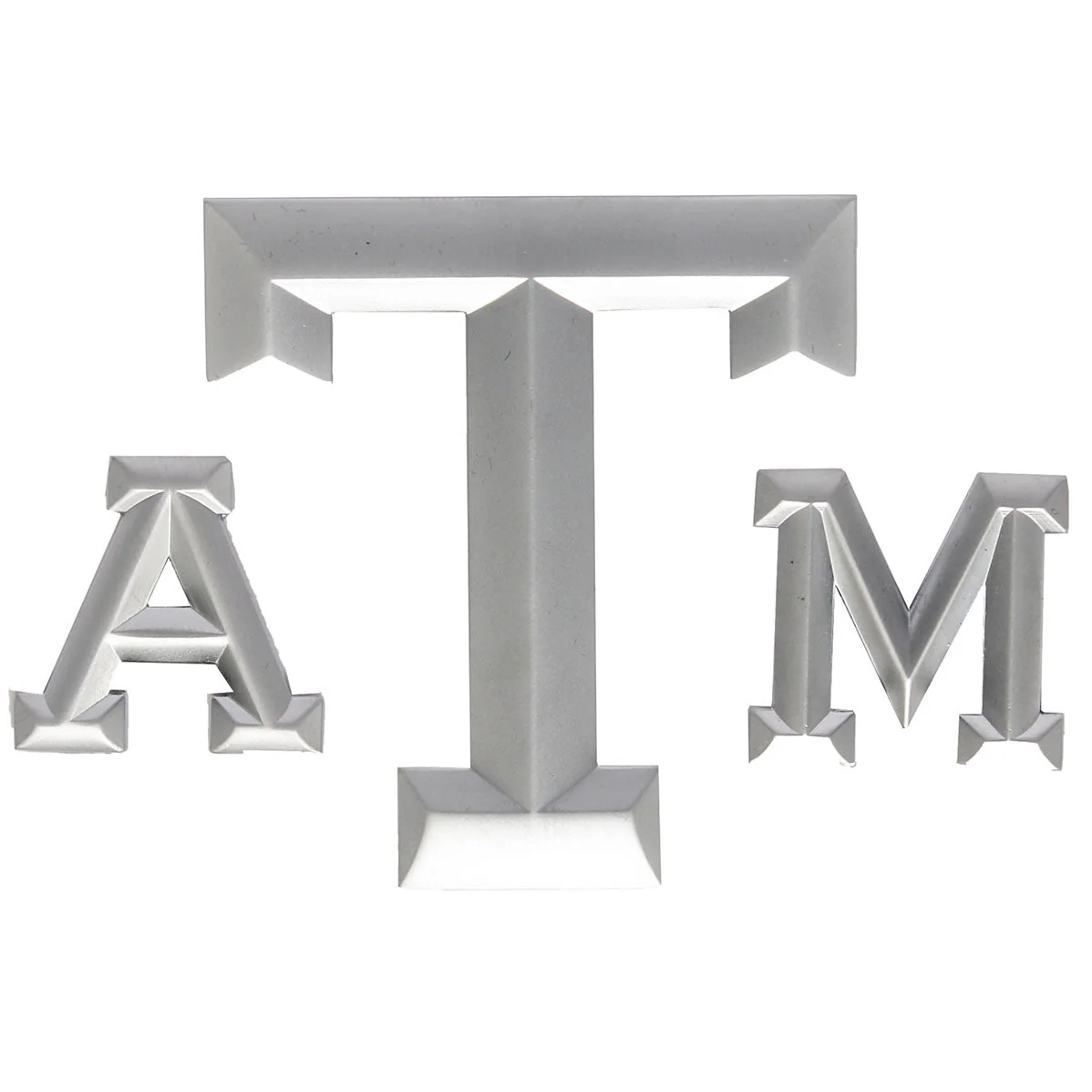 Texas A&M Three Piece Silver Matte Emblem
