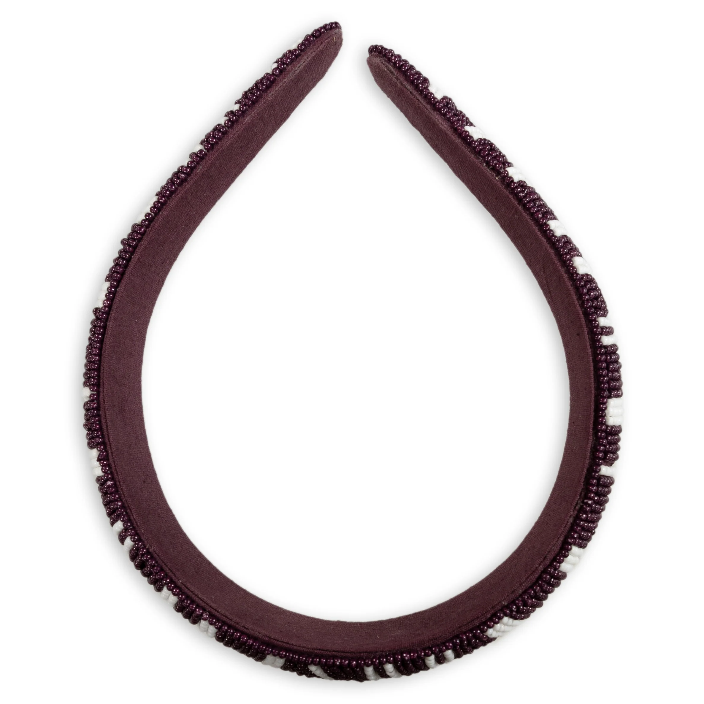 Maroon And White Beaded Zebra Headband - Image 2