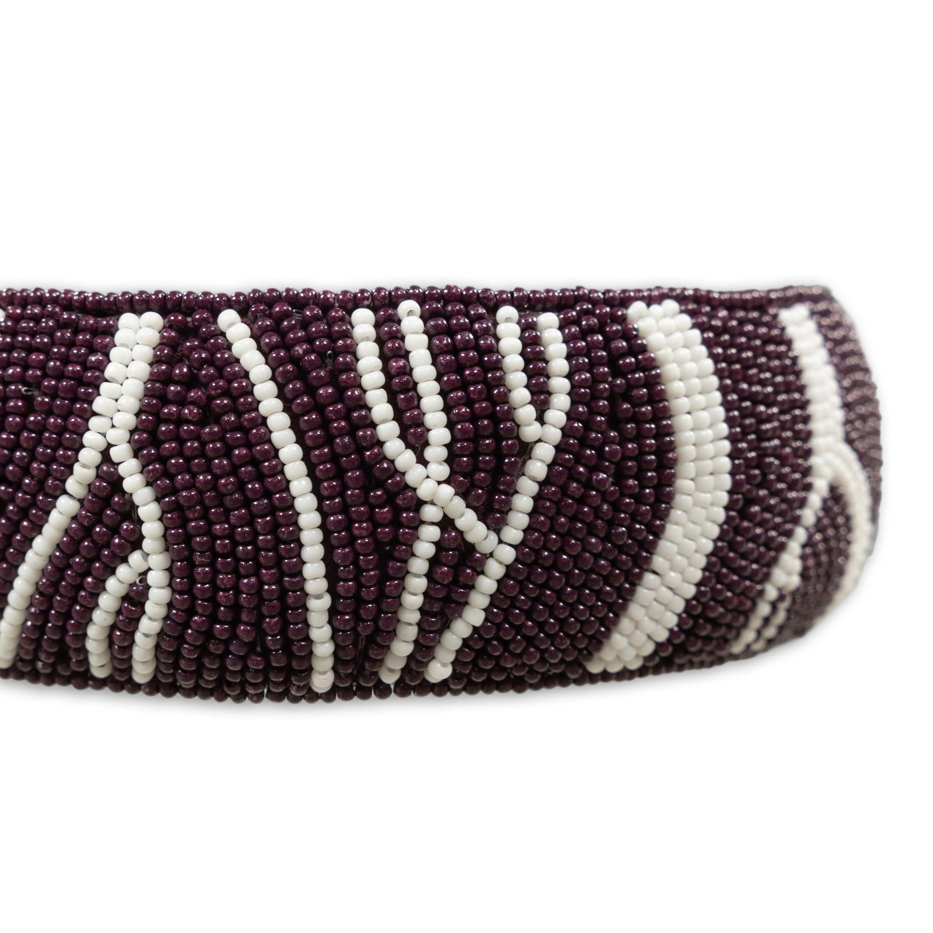 Maroon And White Beaded Zebra Headband - Image 3
