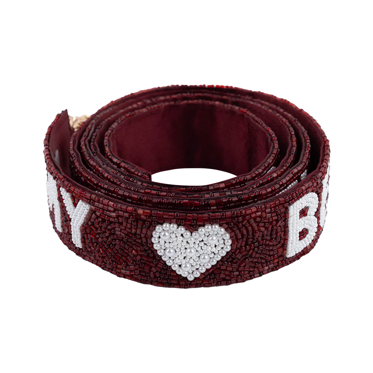 My Heart Belongs In Aggieland Fan Glam Beaded Bag Strap - Maroon