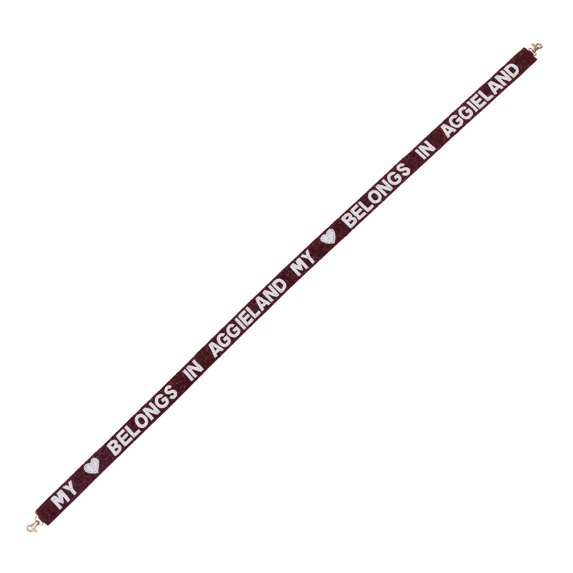 My Heart Belongs In Aggieland Fan Glam Beaded Bag Strap - Maroon - Image 5