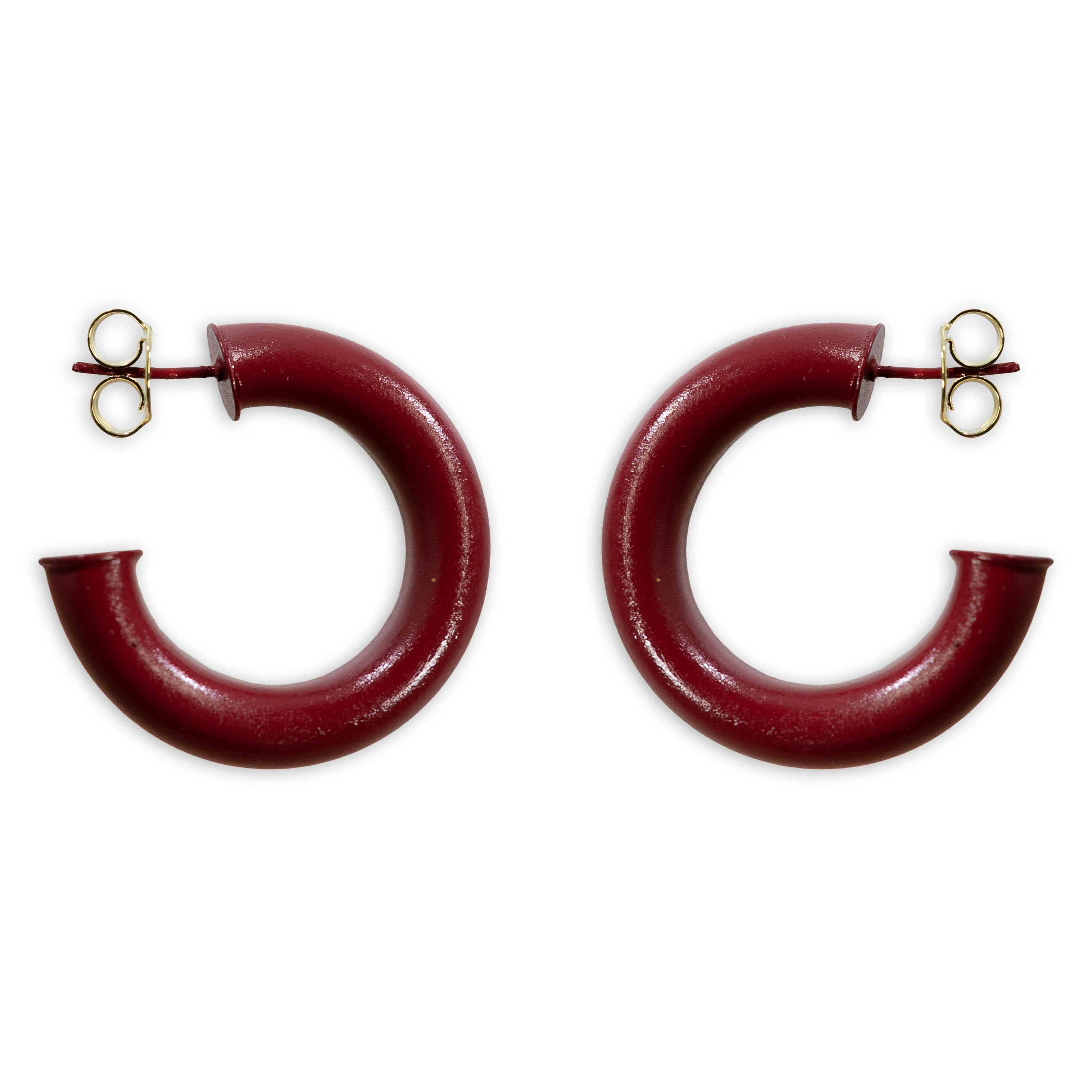 Maroon Painted Small Chantal Hoops - Image 3