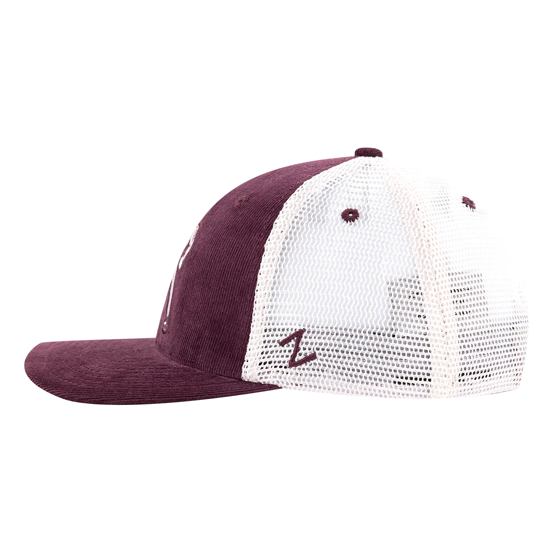 Sarge Walking Maroon Corduroy White Mesh Hat - Image 3