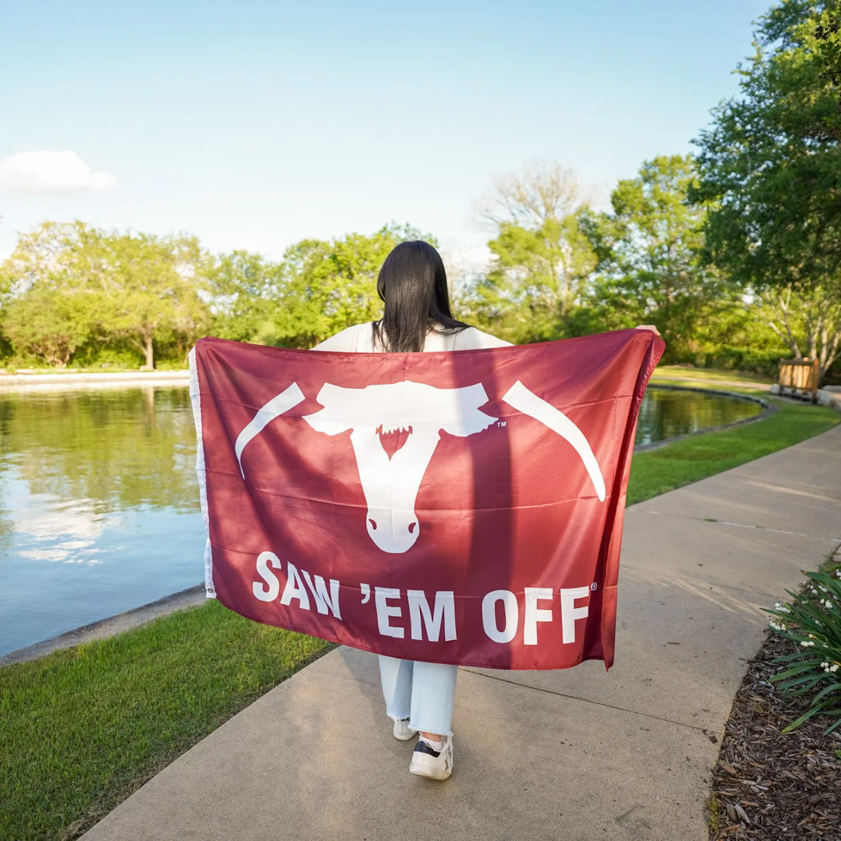 Saw Em Off Embroidered Double Sided Flag - Image 2