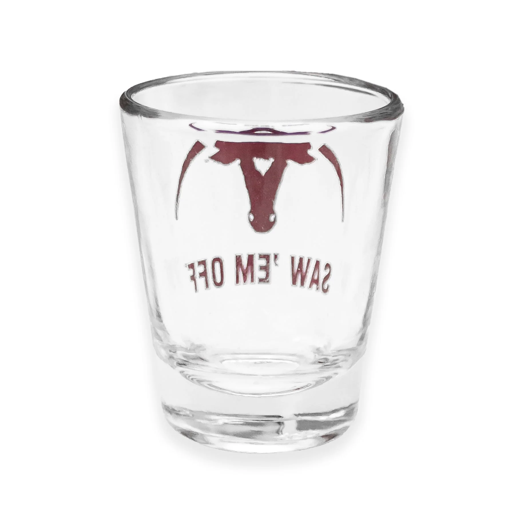 Maroon Saw 'Em Off Shot Glass - Image 3