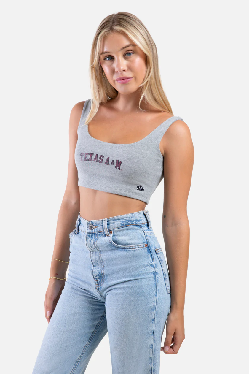 Texas A&M Hype & Vice Grey Scoop Neck Crop Top - Image 3