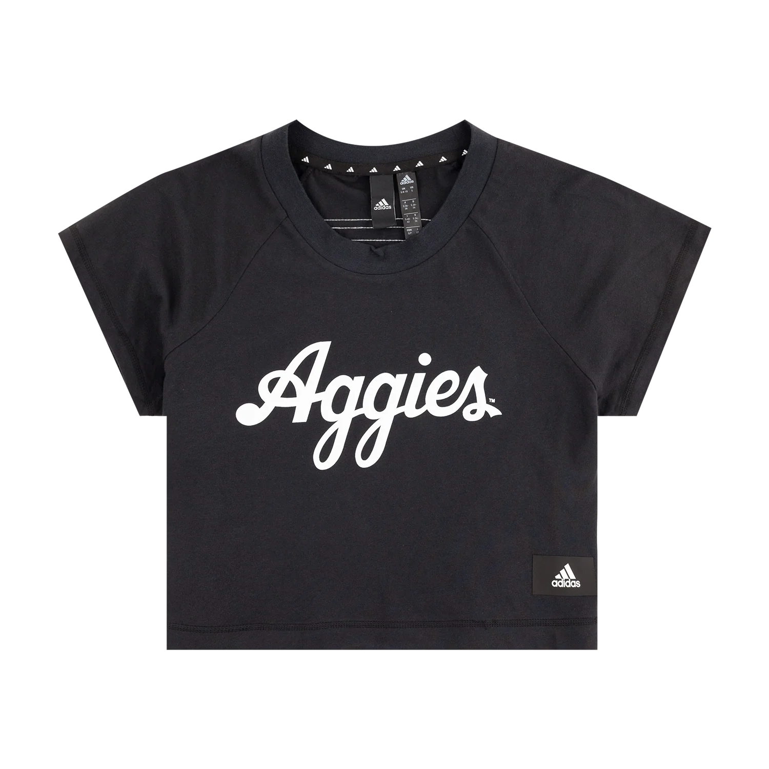 Script Aggies Adidas Crop Athletic Top - Black