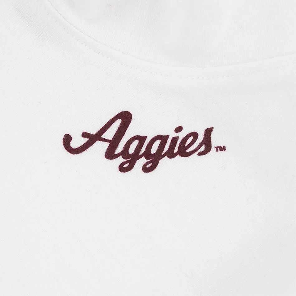 Script Aggies Champion Fitted LS Mock Neck Crop - White - Image 3