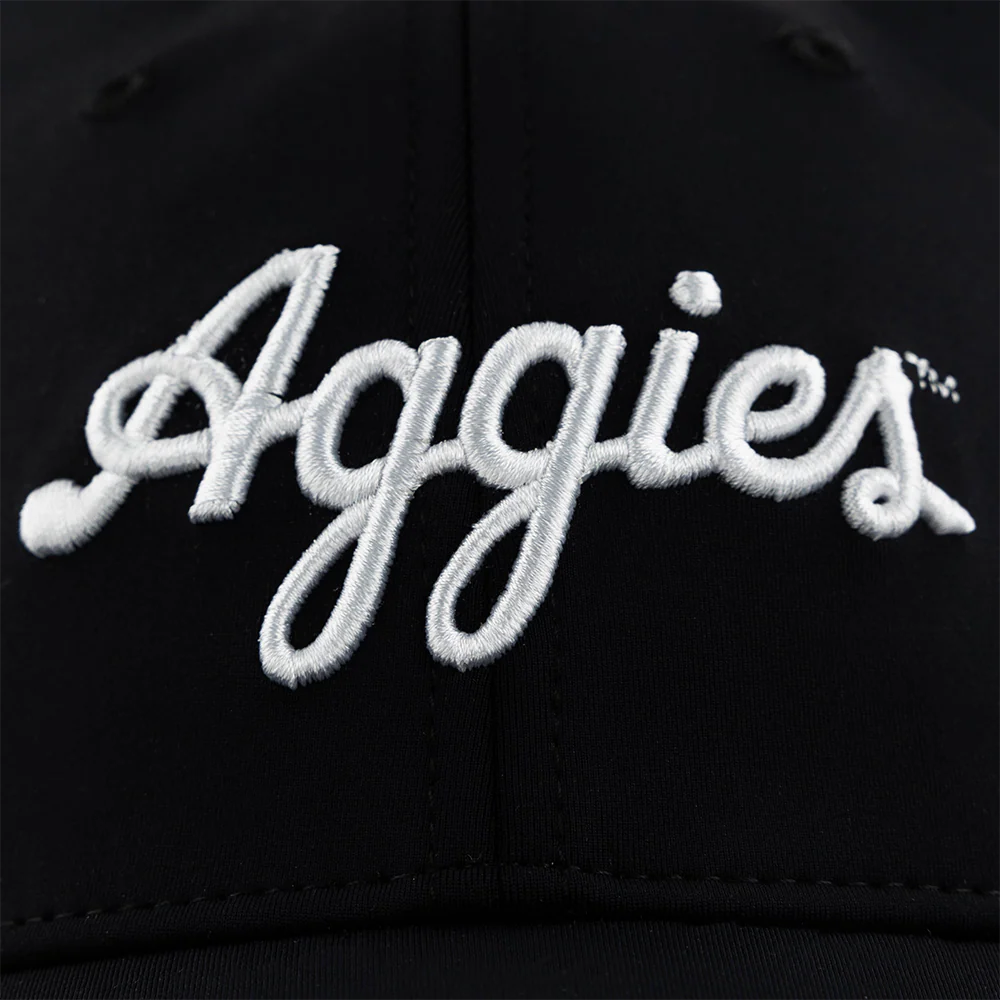 Script Aggies Collegiate Outfitters 6 Panel Hat - Black - Image 2