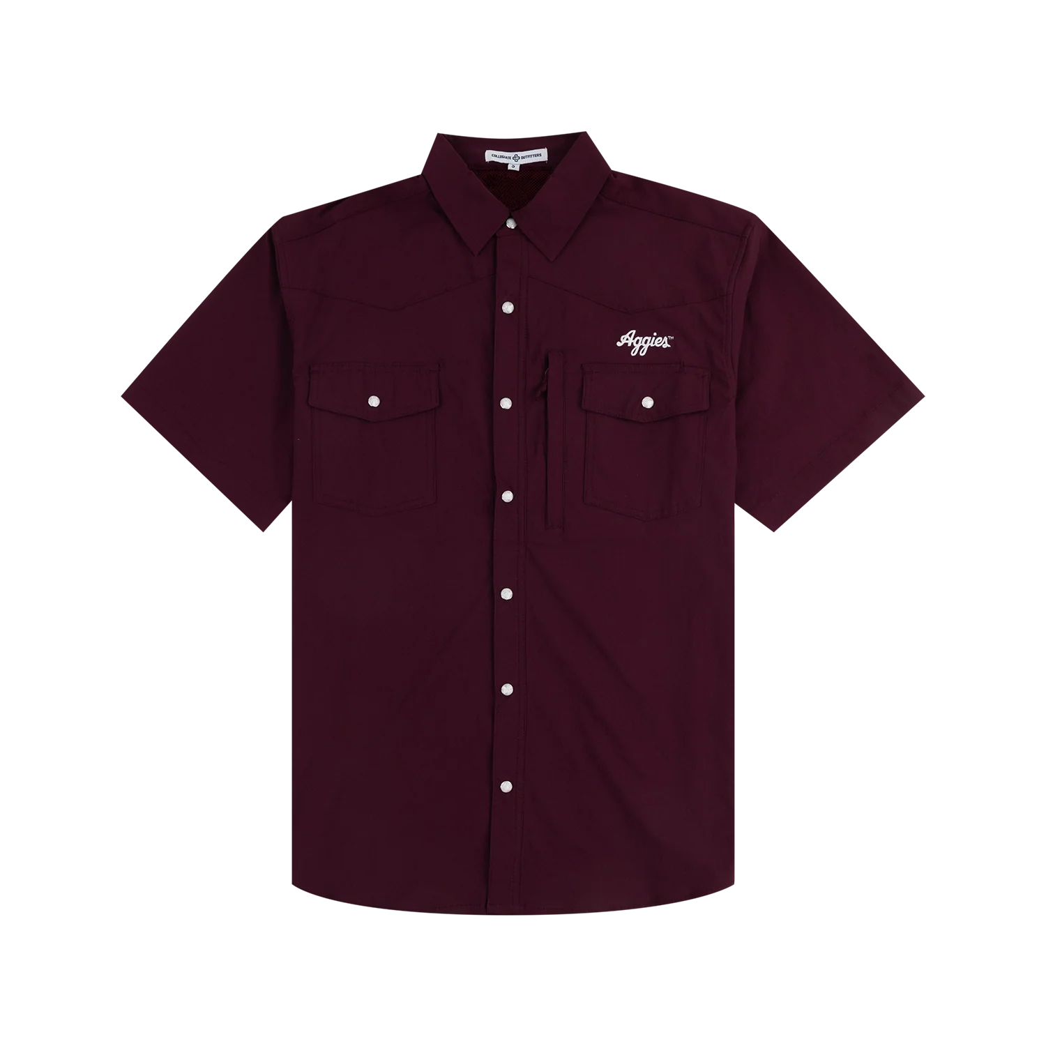 Script Aggies Collegiate Outfitters Dockside Pearl Button Down - Maroon